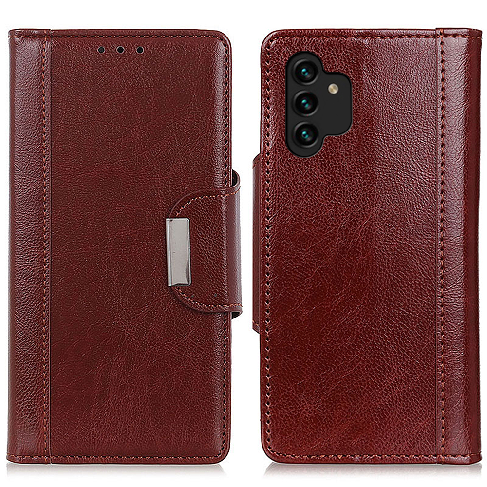 

PU Кожаный Магнитный Замыкание Flip Wallet Case Amboce Short Short С Подставкой Для Samsung Galaxy A13 4G - Коричневый, Other Samsung Models