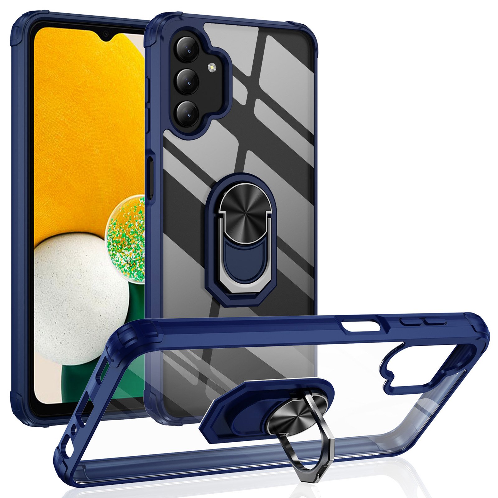 

Держатель Кольца Kickstand PC + TPU Гибридный Телефон со Встроенным Металлическим Листом Для Samsung Galaxy A13 5G - Синий, Galaxy A13 5G