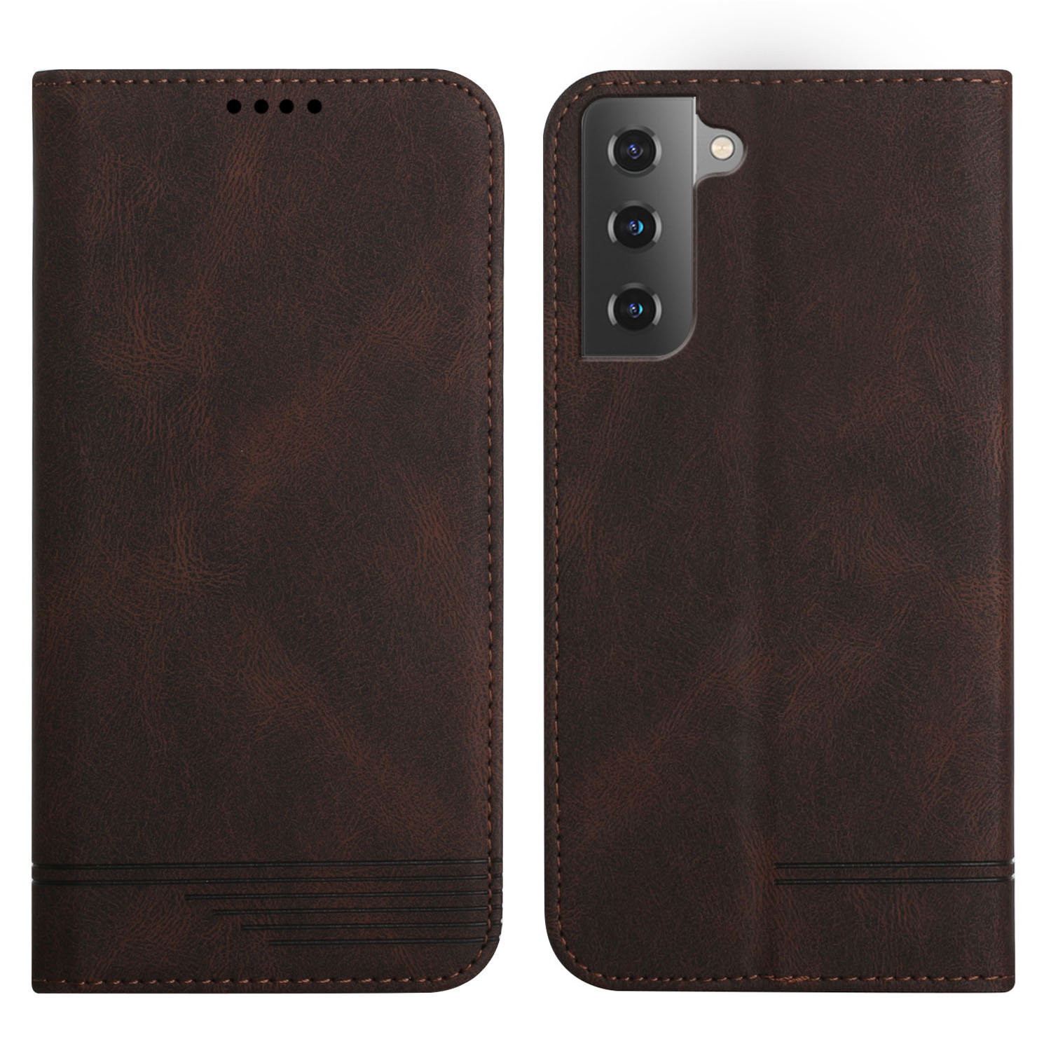 

PU Leather Stand Wallet Shockproof Flip Phone Case Cover for Samsung Galaxy S22 5G - Brown, Galaxy S22 5G