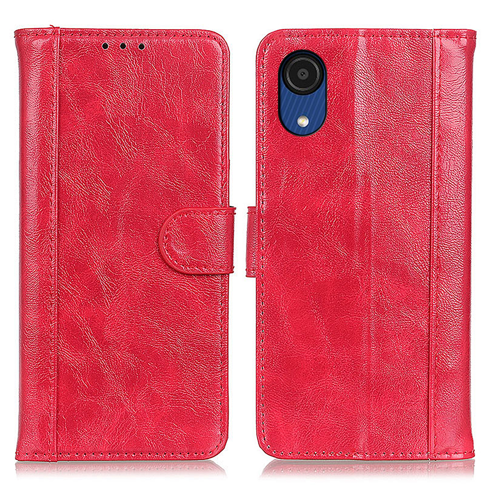

Folio Flip Crazy Consive Texture Texty Splite Кожаный Спадения Стенд Телефон Чехол Протектор С Уолком Для Samsung Galaxy A03 Core - Красный, Other Samsung Models