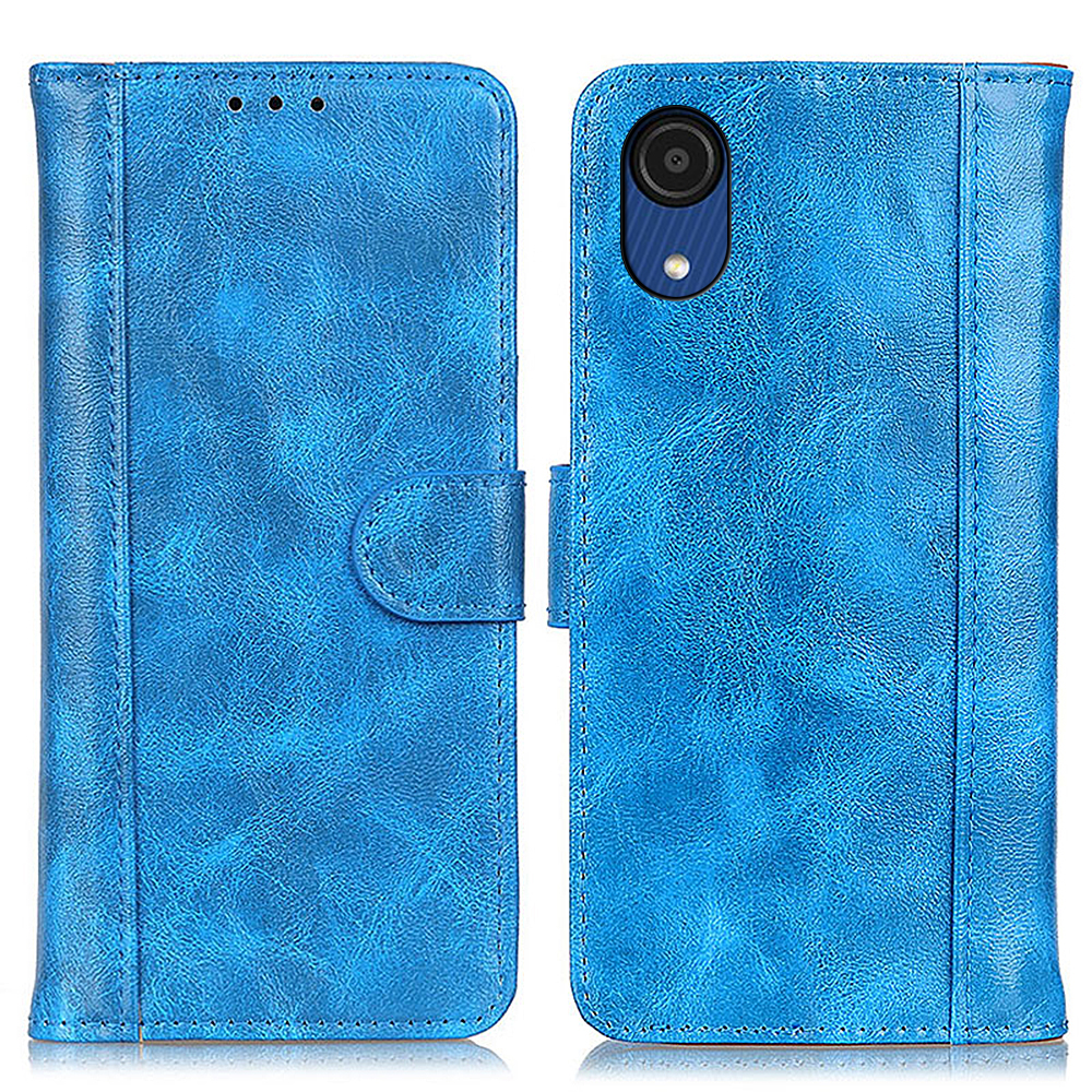 

Folio Flip Crazy Consive Texture Texty Splite Кожаный Спадения Стенд Телефон Чехол Протектор С Уолком Для Samsung Galaxy A03 Core - Синий, Other Samsung Models