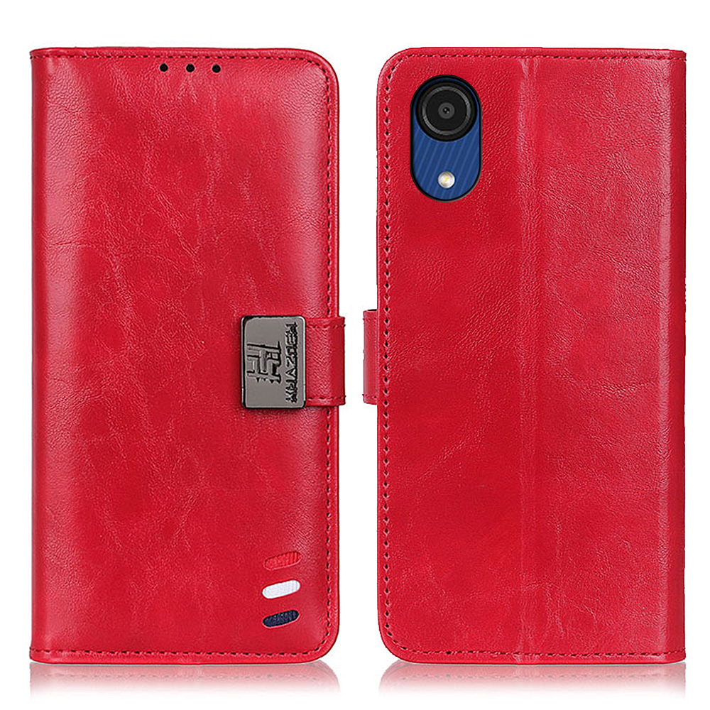 

Drop-proof Well-protected Magnetic Closure Wallet Cover PU Leather Stand Soft Inner TPU Case for Samsung Galaxy A03 Core - Red, Other Samsung Models