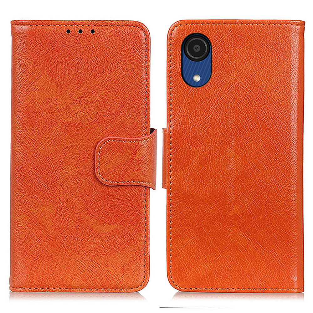 

Stylish Flip Phone Case Nappa Texture Split Leather Drop-resistant Stand Wallet Phone Cover for Samsung Galaxy A03 Core - Orange, Samsung Galaxy A03 Core