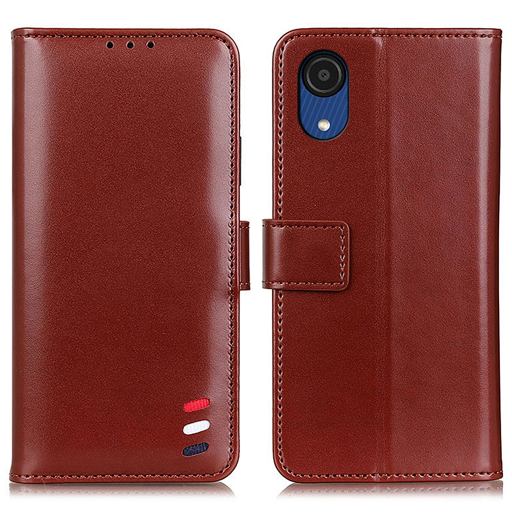 

Premium Flip PU Leather Case Horizontal Viewing Stand Magnetic Closure Phone Cover with Card Slots for Samsung Galaxy A03 Core - Brown, Samsung Galaxy A03 Core