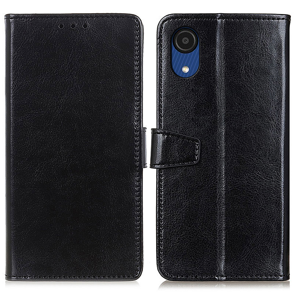 

Textured Leather Case Stand Wallet Full Protection Phone Shell for Samsung Galaxy A03 Core - Black, Samsung Galaxy A03 Core