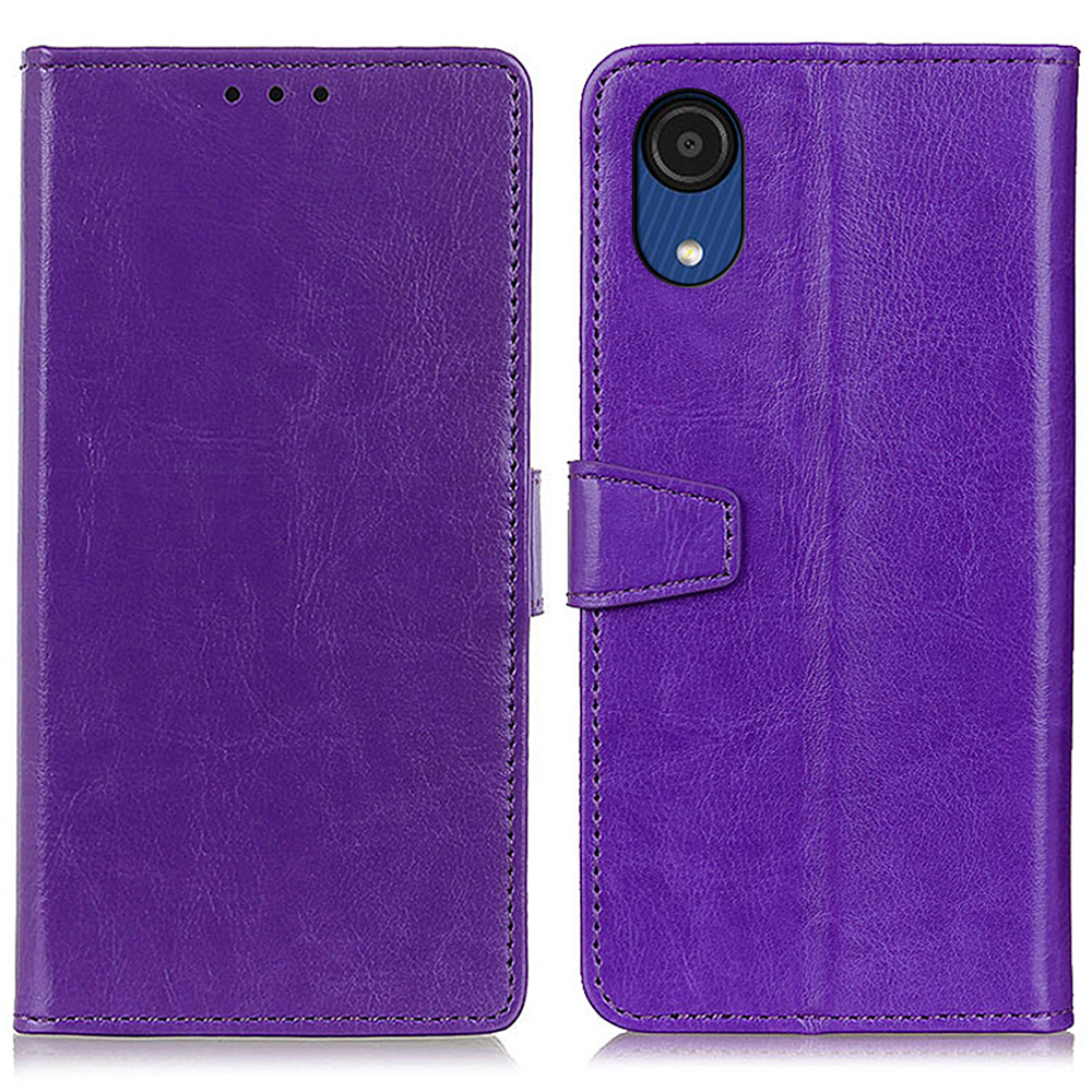 

Textured Leather Case Stand Wallet Full Protection Phone Shell for Samsung Galaxy A03 Core - Purple, Samsung Galaxy A03 Core