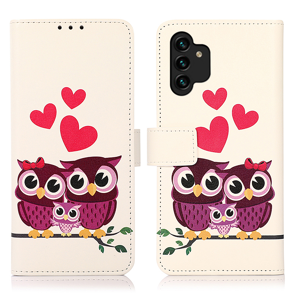 

Pattern Printing PU Leather Flip Wallet Case Magnetic Soft TPU Book Stand Cover for Samsung Galaxy A13 4G - Owls Family, Other Samsung Models