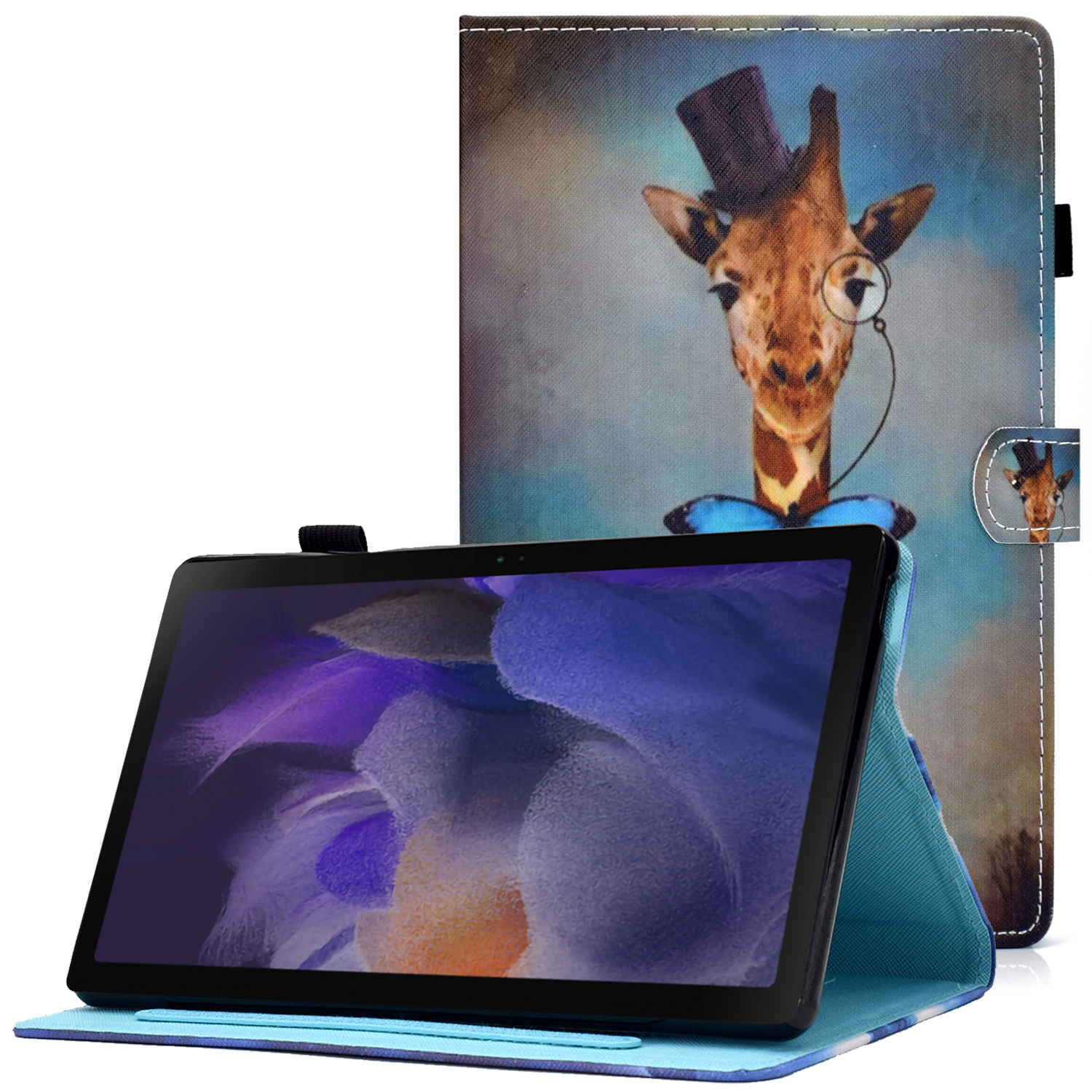 

Pattern Printing Stitching PU Leather Magnetic Snap Card Slots Flip Stand Protective Case with Pen Holder for Samsung Galaxy Tab A8 (2021) SM-X200 / SM-X205 - Giraffe, Other Samsung Models