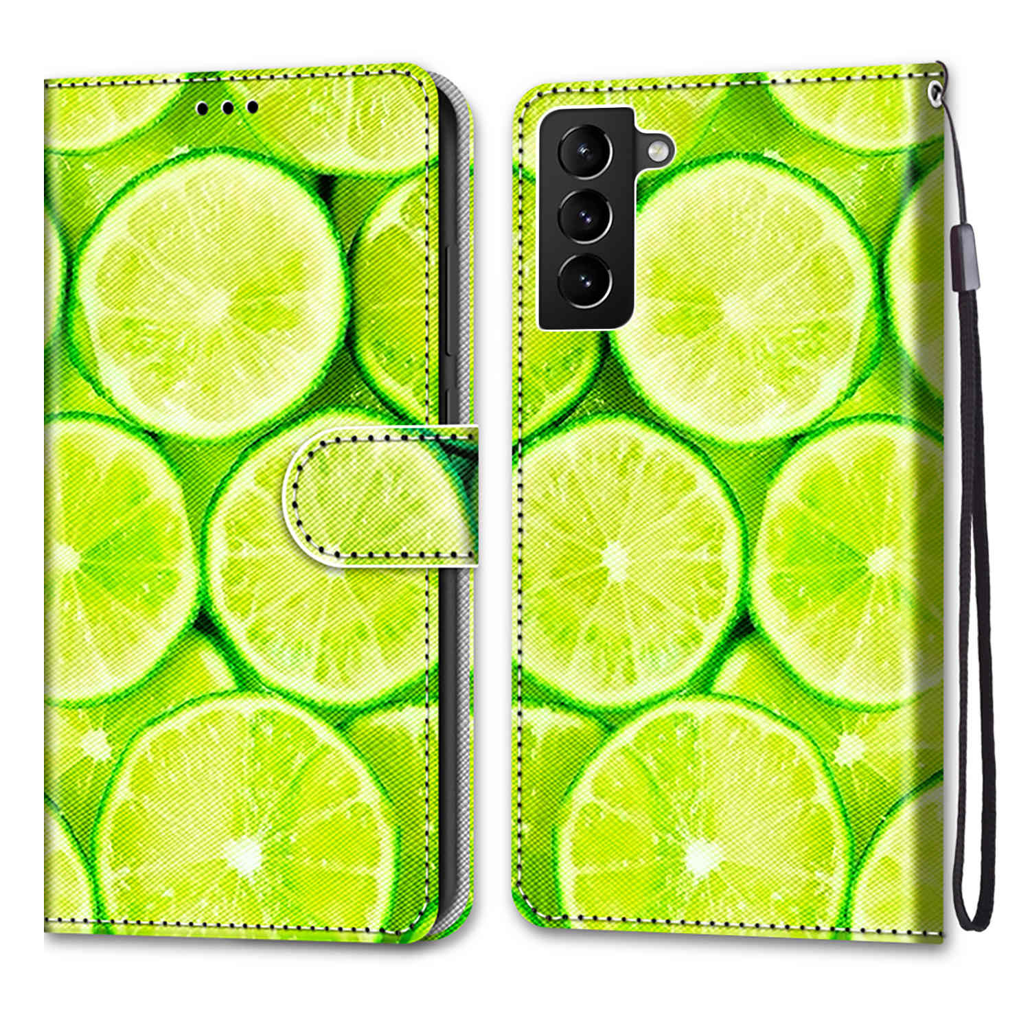 

Wallet Design Pattern Printing PU Leather Stand Flip Protective Cover with Strap for Samsung Galaxy S22+ 5G - B02 Lemon, Galaxy S22+ 5G