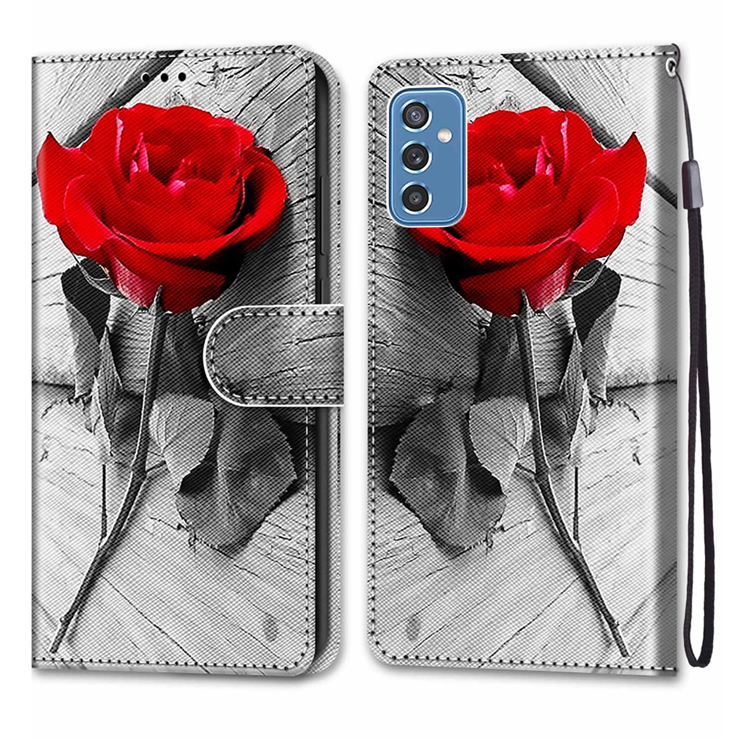 

Узорная Печать Кожаная Кожаная Кошелька. - B10 Red Rose, Samsung Galaxy M52 5G