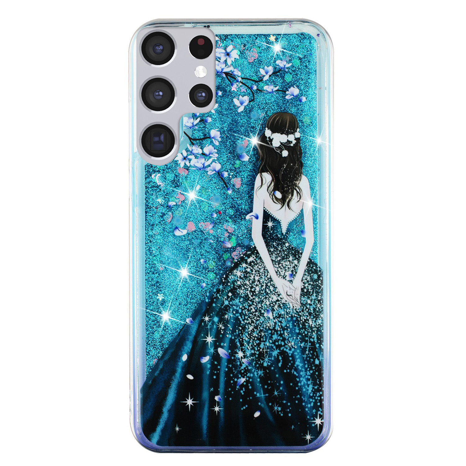 

Stylish Pattern Printing Design Quicksand Shiny Flowing Liquid TPU Protective Case for Samsung Galaxy S22 Ultra 5G - Blue Girl, Galaxy S22 Ultra 5G