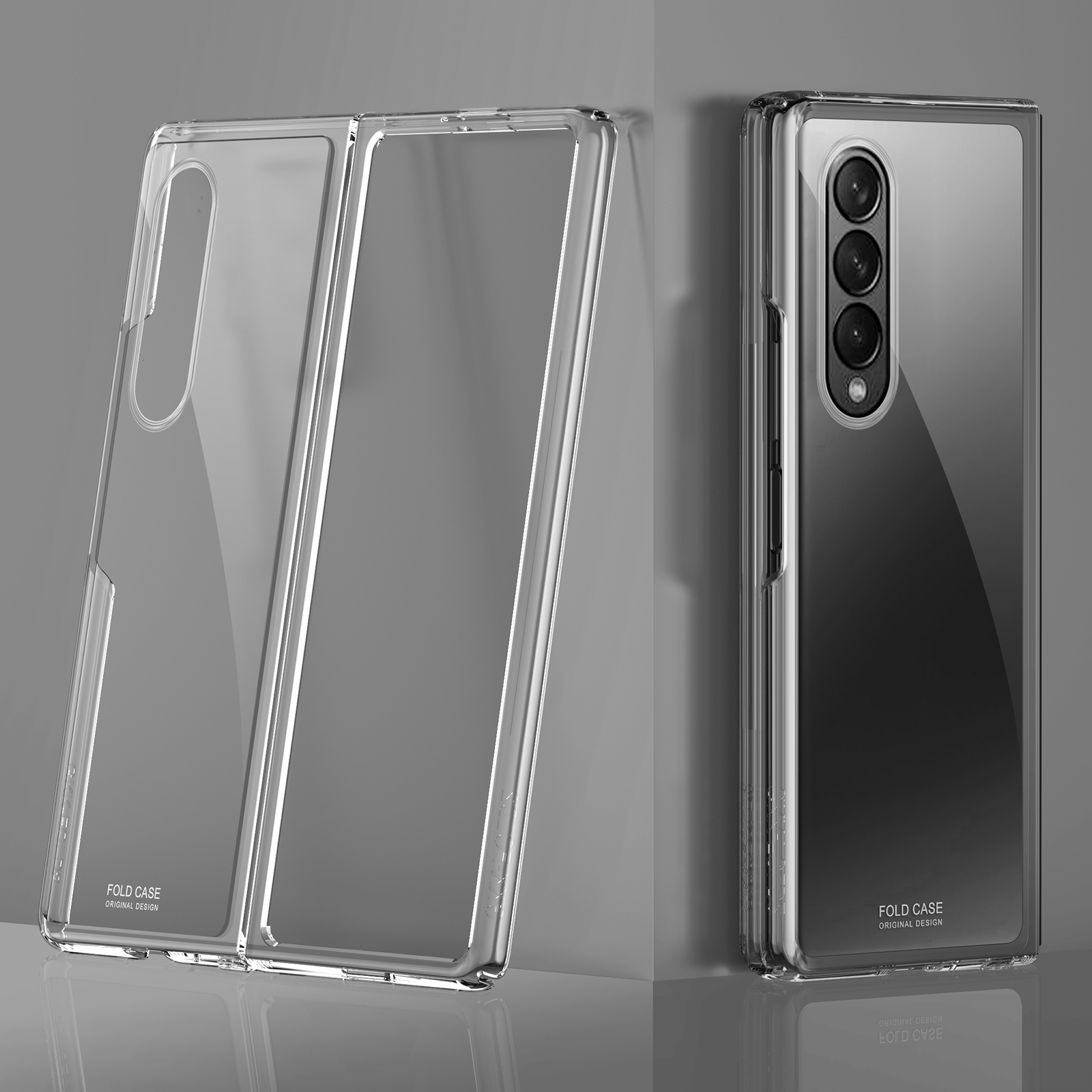 

Electroplating Frame Clear Back Stylish Folding PC Phone Cover Shell for Galaxy Z Flip3 5G - Transparent, Galaxy Z Fold3 5G