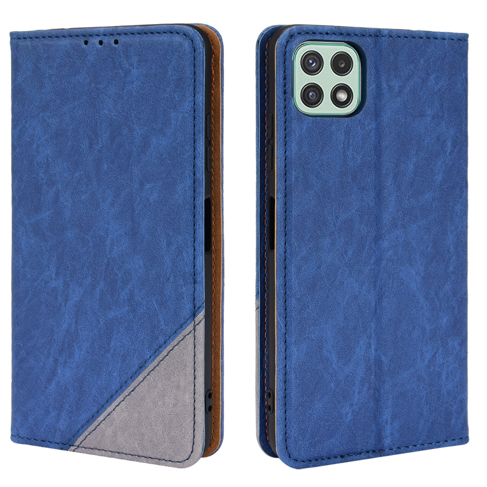 

PU Leather + TPU Color Splicing Phone Cover Auto-absorbed Magnet Stand Wallet Case for Samsung Galaxy A22 5G (EU Version) - Blue, Galaxy A22 5G (EU Version)