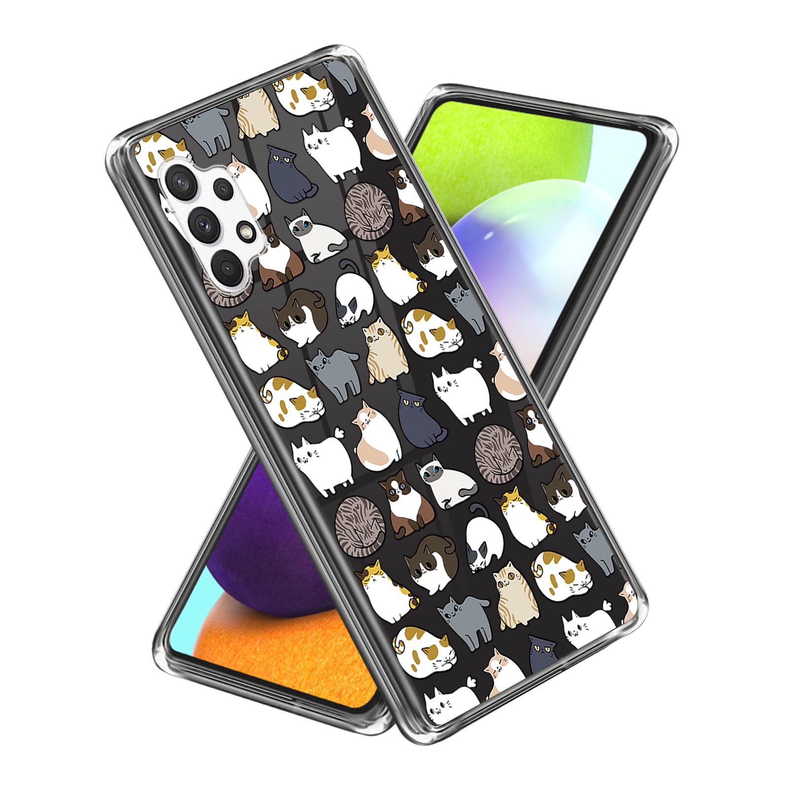 

Для Samsung Galaxy A13 4G Печать с Шаблонами IMD Soft TPU Chace Case Antipcation Protective Cover - Кошки Наклейки, Galaxy A13 4G