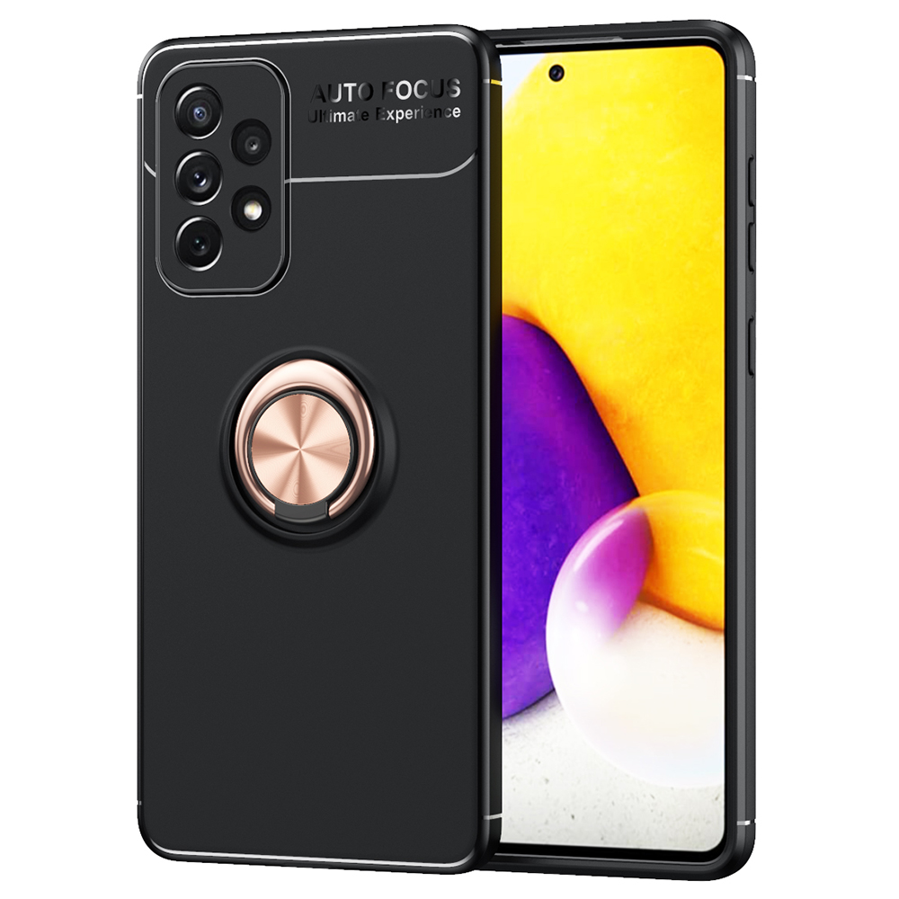 

For Samsung Galaxy A73 5G Anti-Scratch Shockproof TPU Mobile Phone Cover Smartphone Case with Magnetic Metal Sheet - Black / Rose Gold, Samsung Galaxy A73 5G