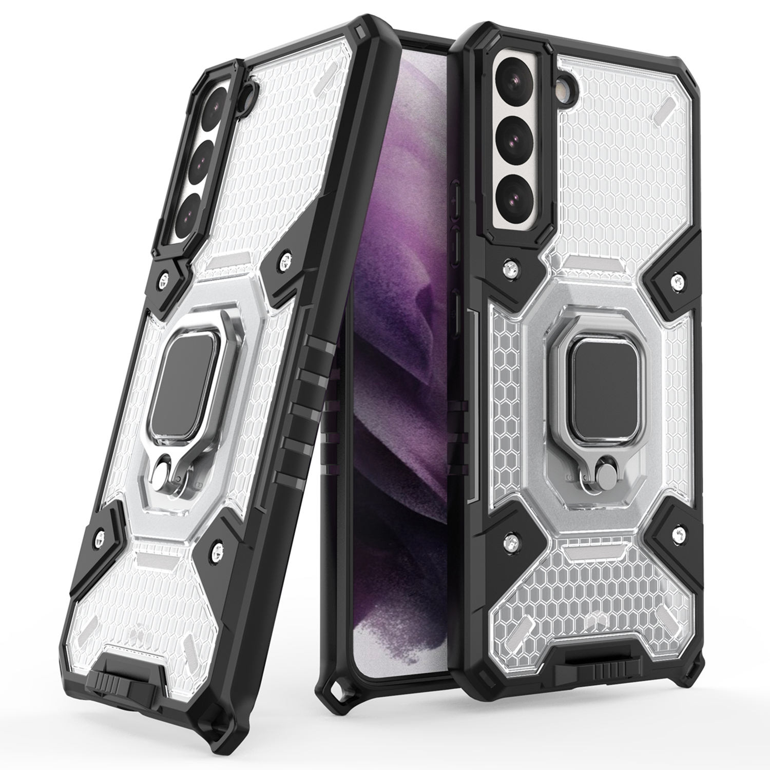 

Держатель Кольца Kickstand Shock -resection TPU + PC Phone Cover Для Samsung Galaxy S22 + 5G - Белый, Galaxy S22+ 5G
