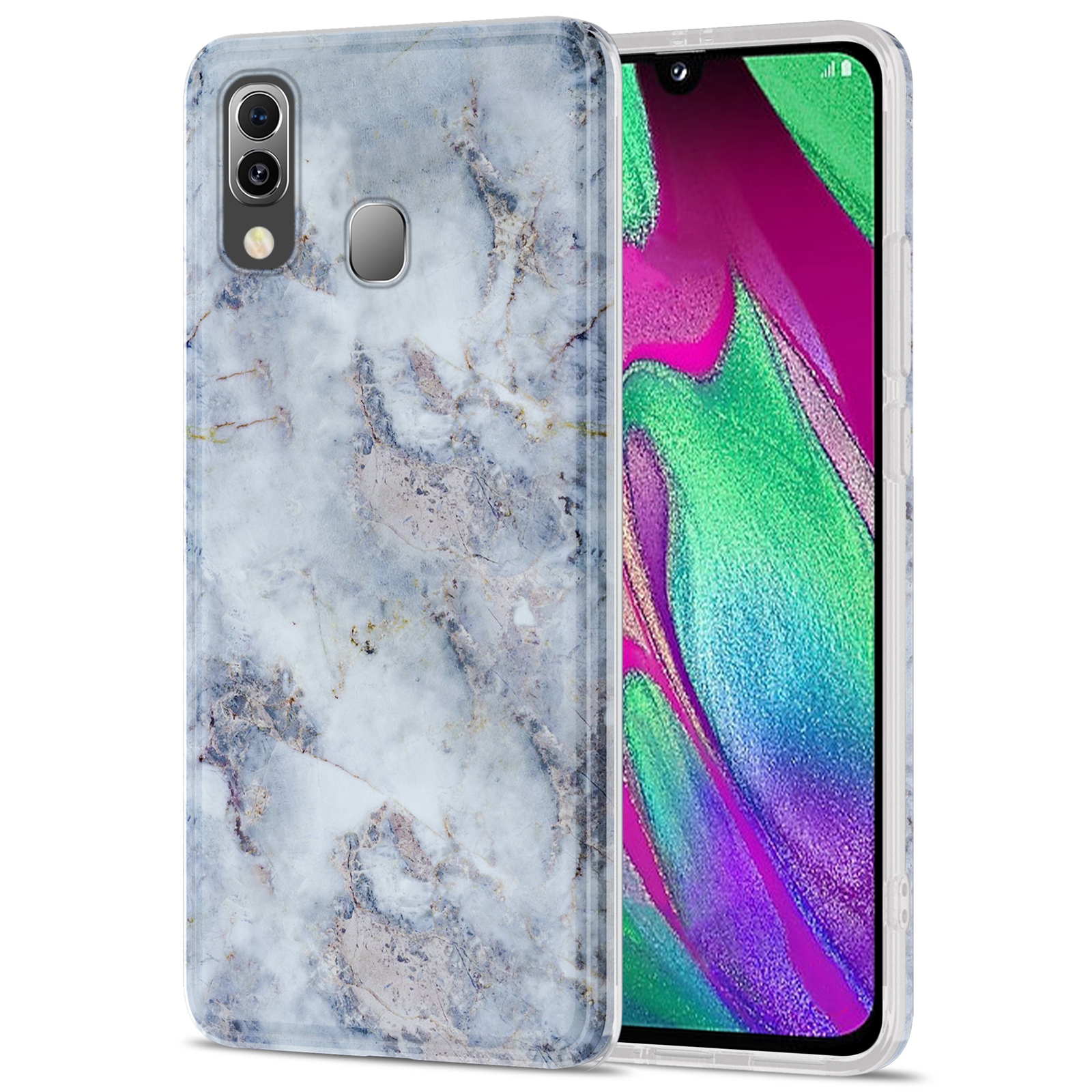 

Marble Pattern Straight Edge Glossy IMD TPU Phone Case Protector for Samsung Galaxy A40 - Grey Marble, Galaxy A40