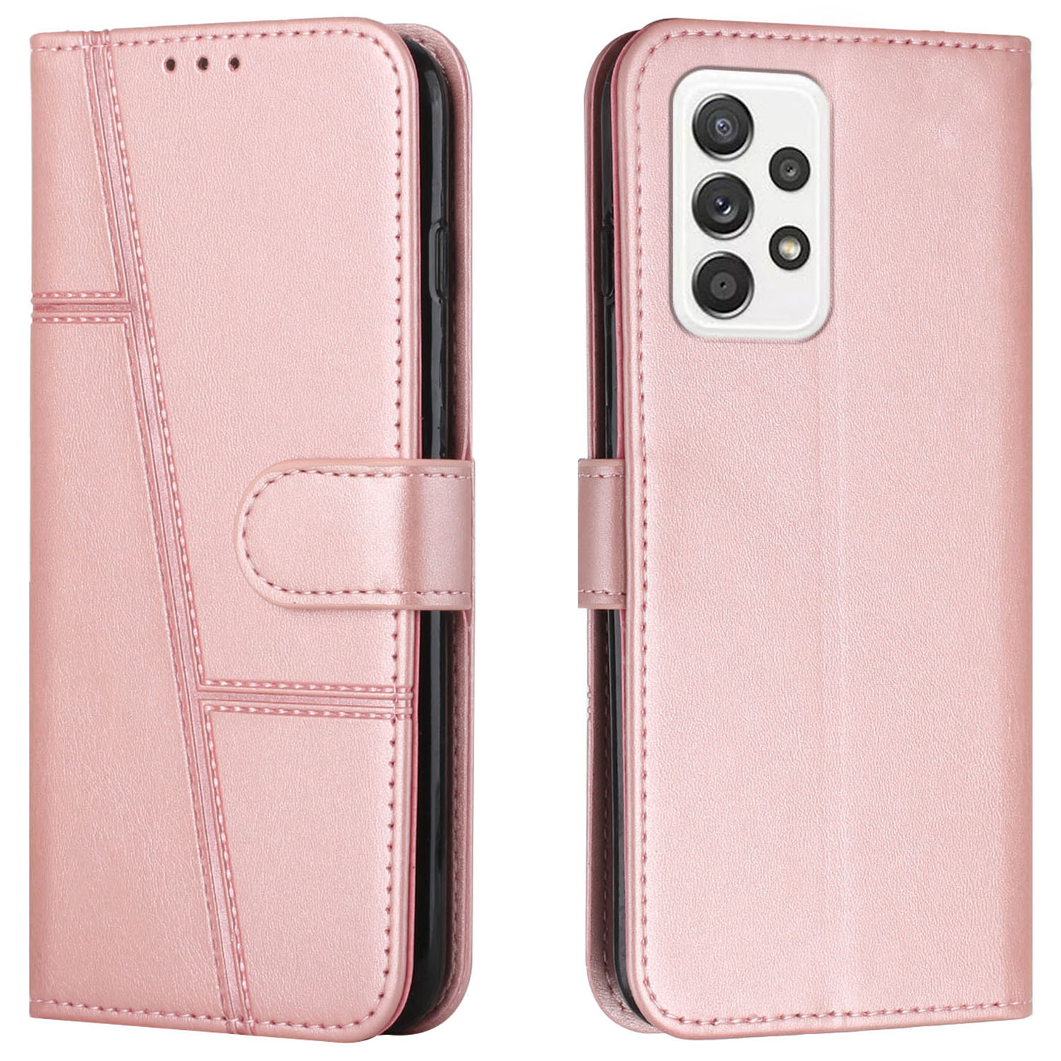 

Folio Flip All-round Protection PU Leather Stitching Phone Case with Stand Wallet for Samsung Galaxy A33 5G - Rose Gold, Samsung Galaxy A33 5G