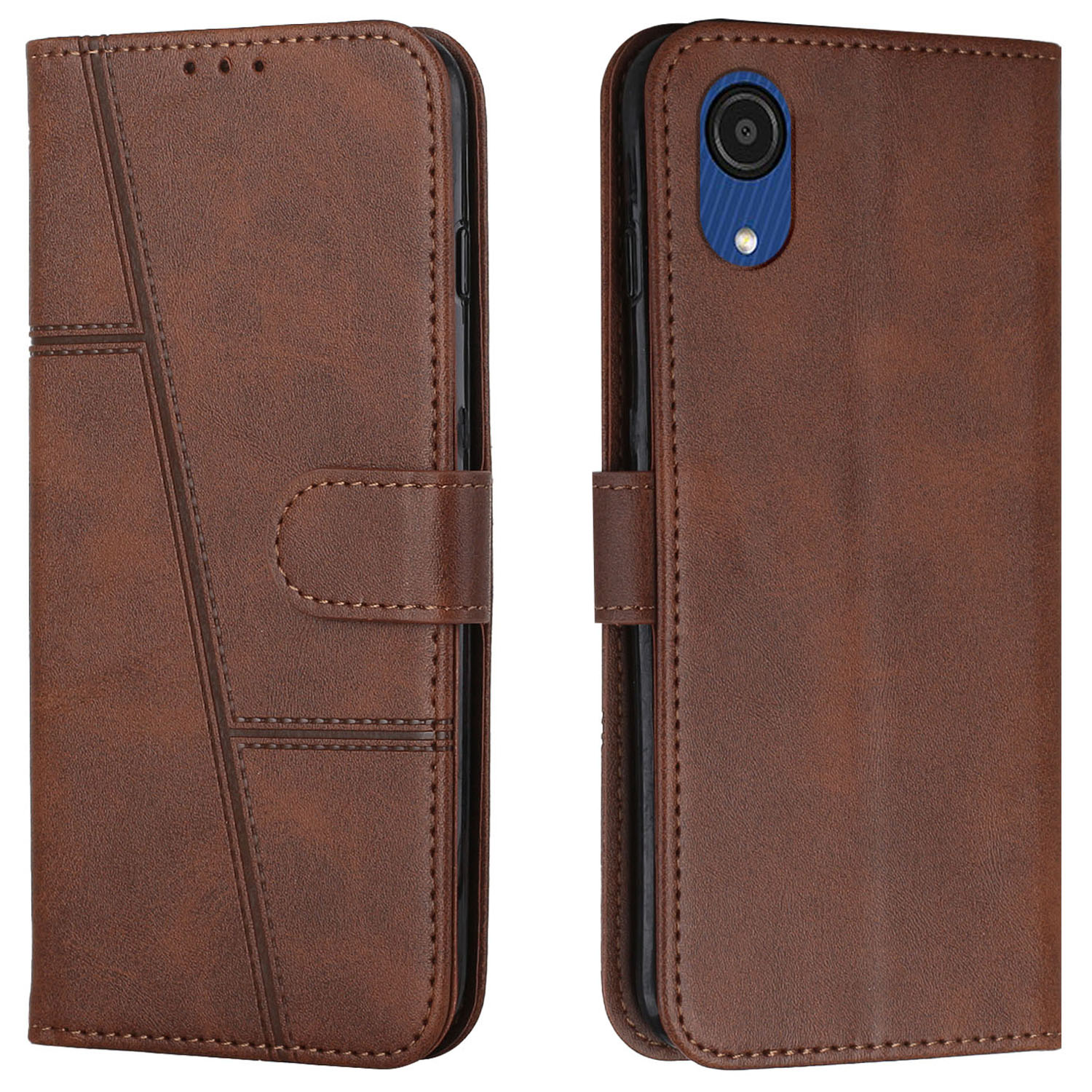 

Stitching PU Leather Cover + TPU Phone Case Stand Wallet Protective Cover for Samsung Galaxy A03 Core - Brown, Samsung Galaxy A03 Core