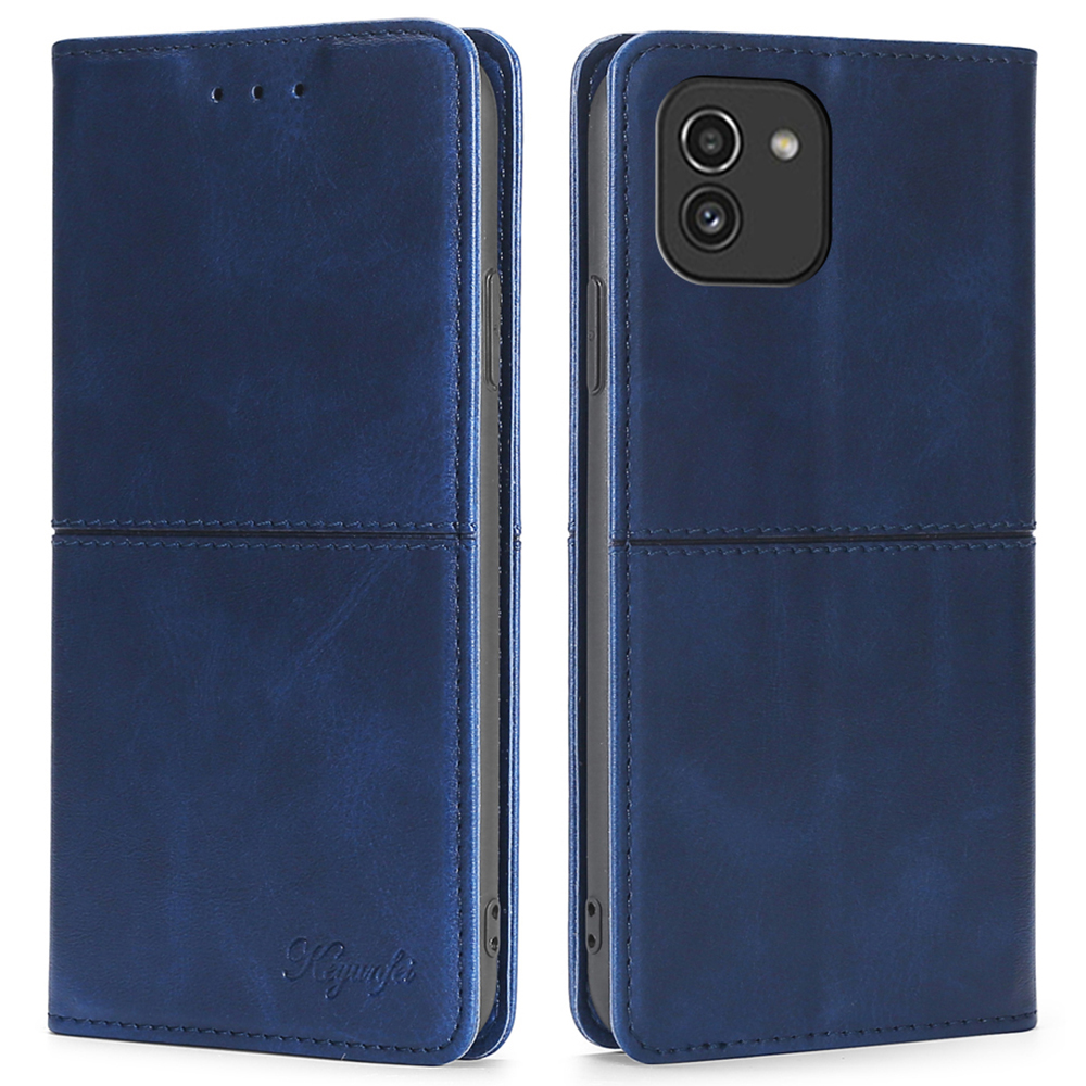 

PU Leather Card Slot Protective Cover Magnetic Auto-absorbed Stand Phone Case for Samsung Galaxy A03 (164.2 x 75.9 x 9.1mm) - Blue, Samsung Galaxy A03 (164.2 x 75.9 x 9.1mm)