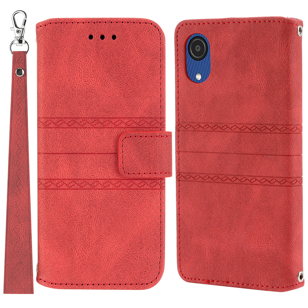 

Flip Mobile Phone Cover pu Кожаный Паттерный Корпус Для Запястья с Ремешком Для Запястья Для Samsung Galaxy A03 Core - Красный, Samsung Galaxy A03 Core