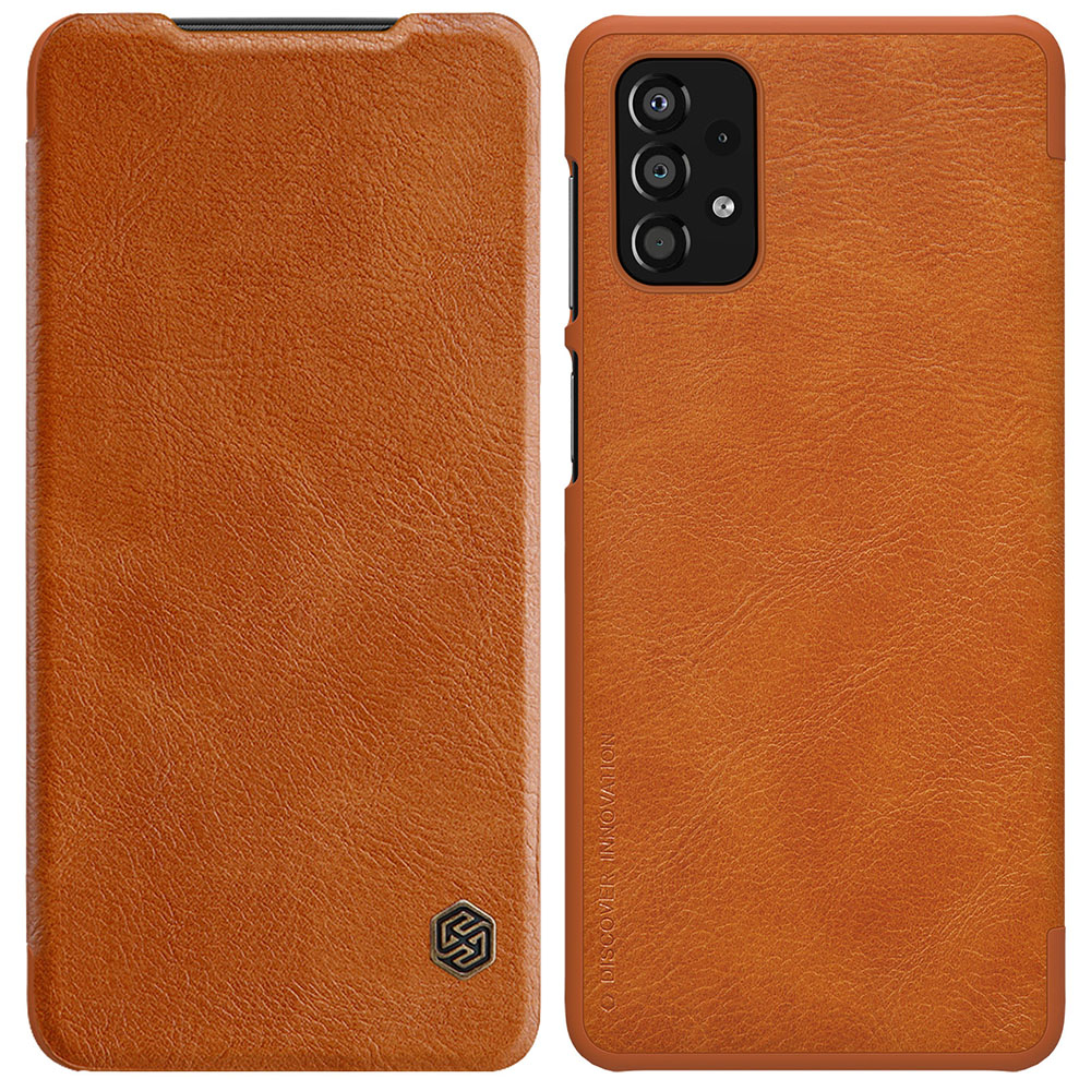 

NILLKIN Qin Series Anti-scratch PU Leather + PC Phone Case Anti-drop Phone Cover with Card Holder for Samsung Galaxy A33 5G - Brown, Samsung Galaxy A33 5G