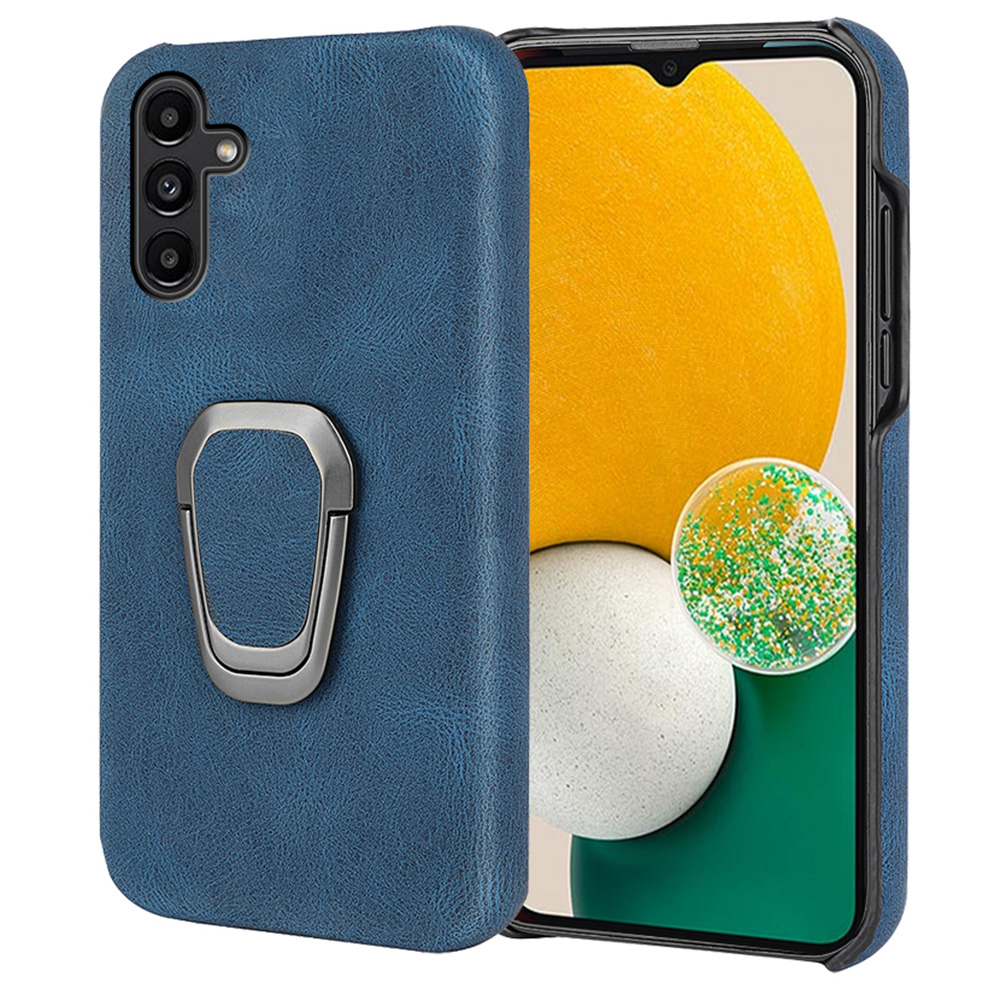

PU Leather Coated PC Protective Cover Scratch Resistant Phone Case with Rotating Ring Kickstand for Samsung Galaxy A13 5G - Blue, Galaxy A13 5G
