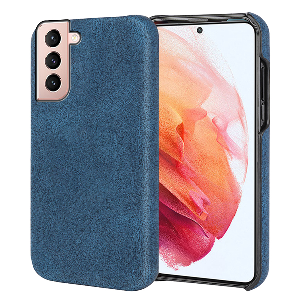 

Anti-scratch Shockproof Mobile Phone Cover PU Leather Coated PC Phone Case for Samsung Galaxy S21 4G/5G - Blue, Galaxy S21 5G