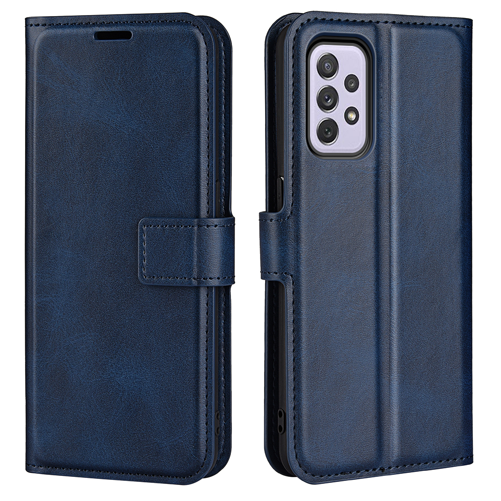 

Для Samsung Galaxy A73 5G Folio Flip pu Leather + Мягкая Внутренняя TPU Телефона Корпус Складной Горизонтальная Подставка - Синий, Samsung Galaxy A73 5G
