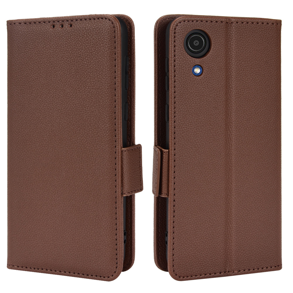 

Litchi Texture PU Кожаная Мягкая TPU Bumper Bumper Shock -resean Defender Shell Magnetic Flip Stand Chore Chace Для Samsung Galaxy A03 Core - Коричневый, Samsung Galaxy A03 Core