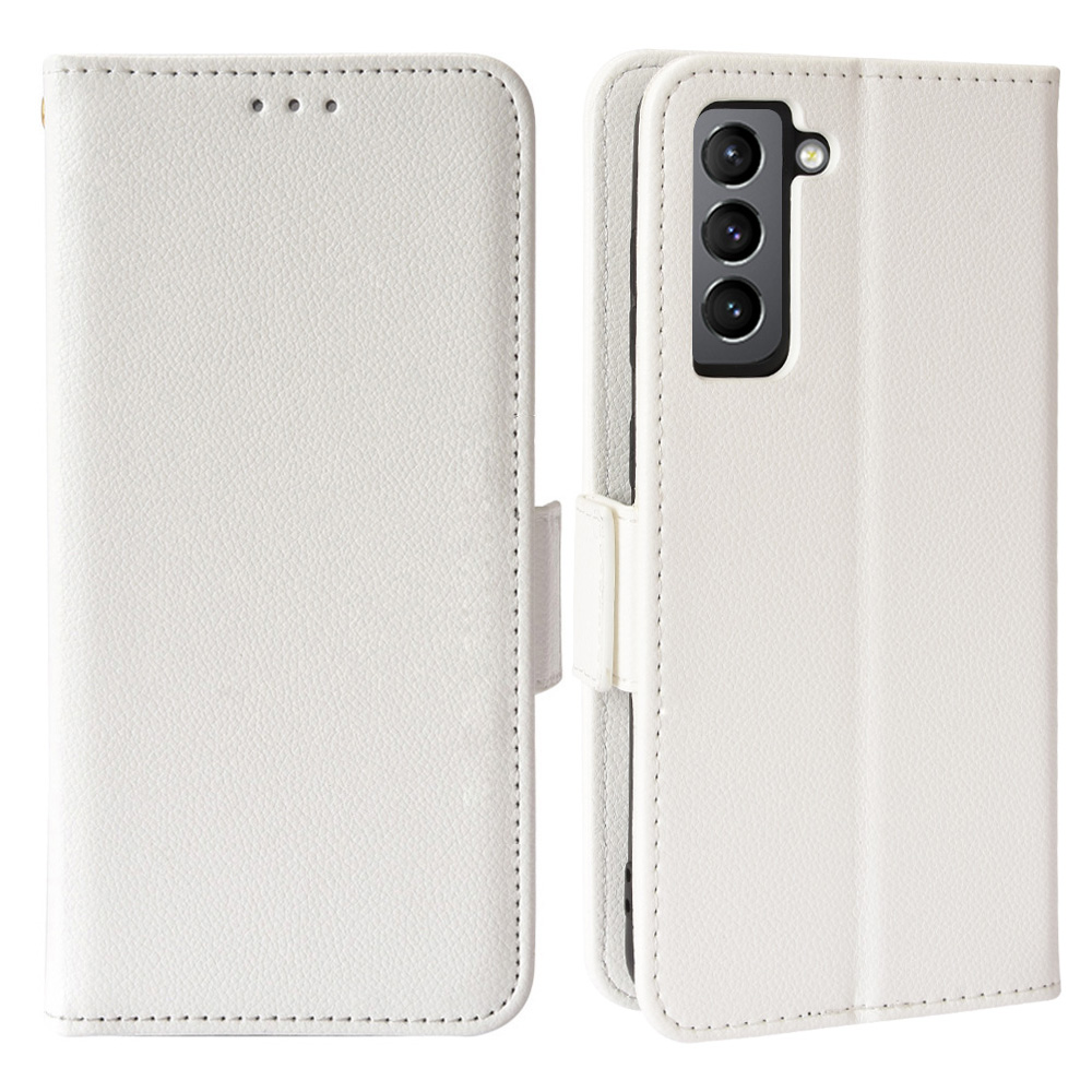 

Litchi Texture Folio Flip Wallet Case Shockproof PU Leather Protective Cover Shell with Stand for Samsung Galaxy S21 FE 5G - White, Galaxy S21 FE 5G