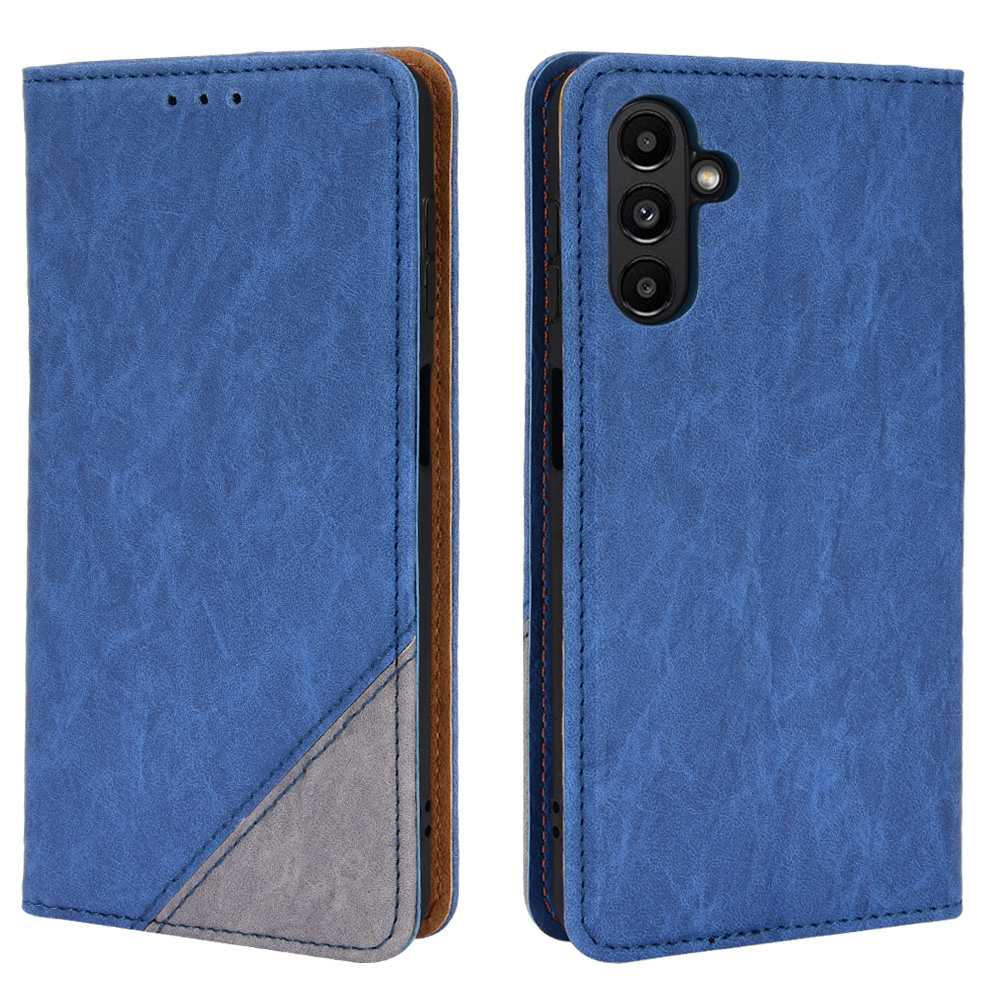 

Scratch Resistant Folio Flip Wallet Case Triangle Color Splicing PU Leather Phone Shell with Stand for Samsung Galaxy A13 5G - Blue, Galaxy A13 5G
