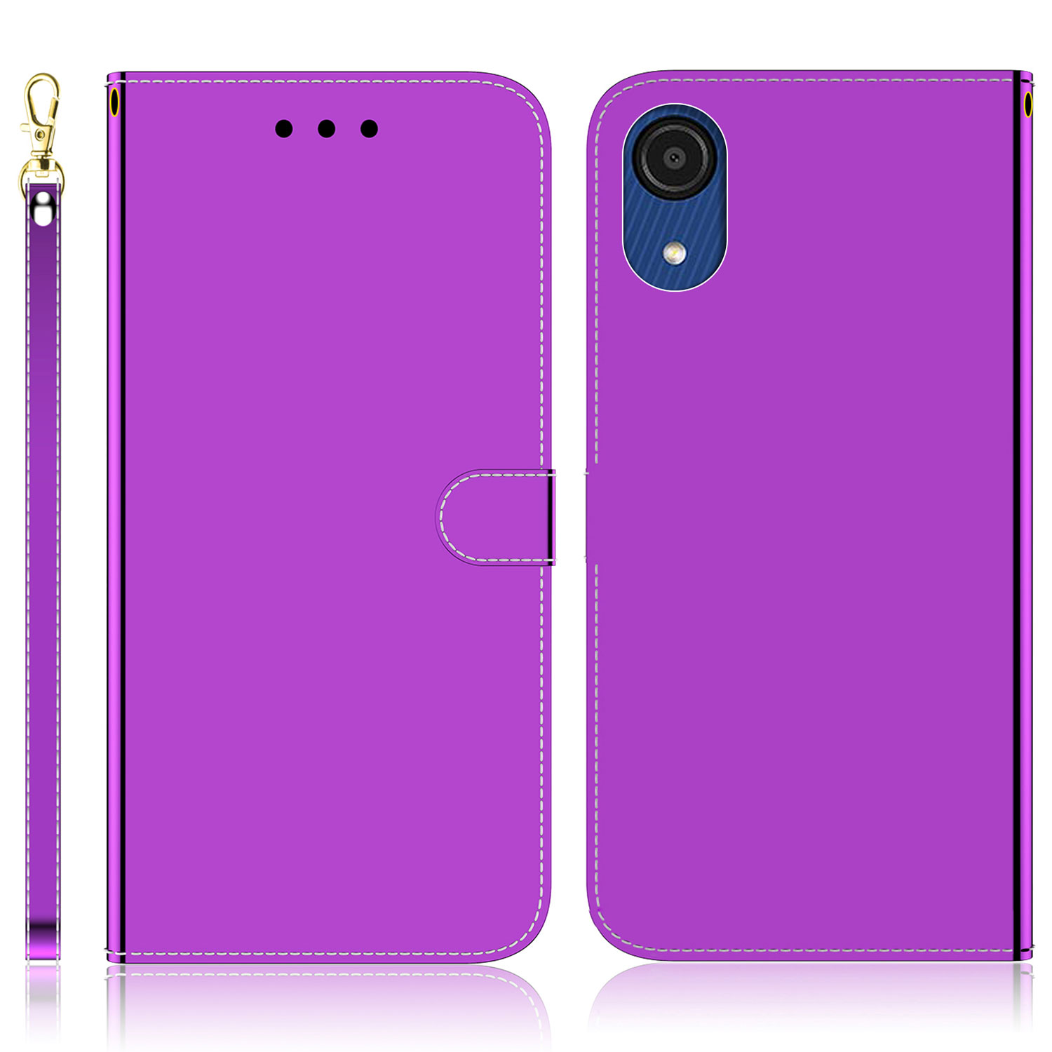 

Сплошной Цветовой Зеркалоподобный Кожа PU + Cover Cover Cover Coled Flip Phone Case Для Samsung Galaxy A03 Core - Пурпурный, Samsung Galaxy A03 Core