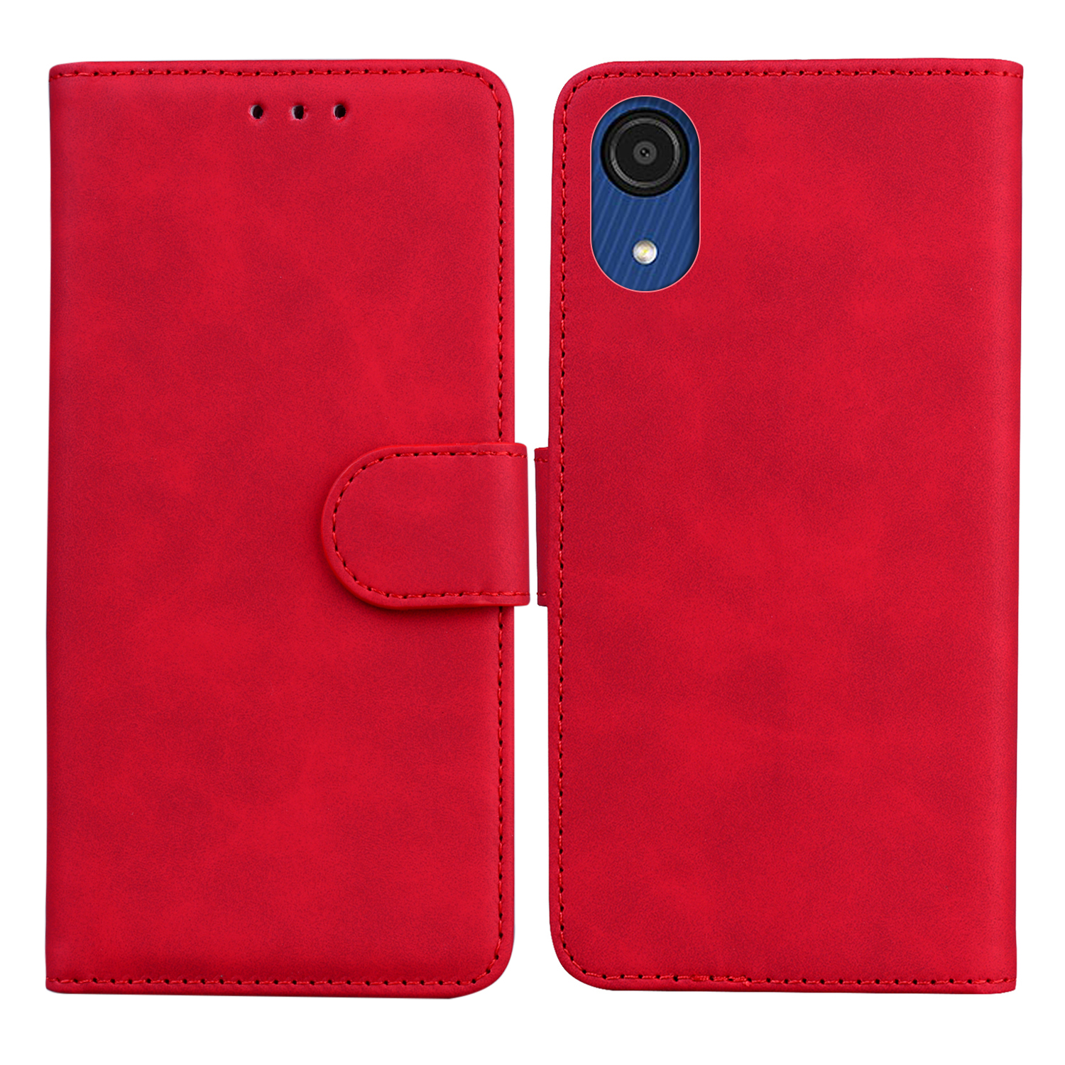 

Foldable Stand Magnetic Clasp Leather Case Phone Shell with Wallet for Samsung Galaxy A03 Core - Red, Samsung Galaxy A03 Core