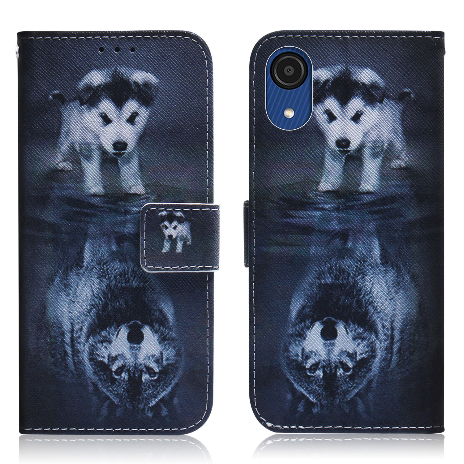 

Pattern Printing Shockproof Wallet Stand Function PU Leather + TPU Dual Protective Phone Case for Samsung Galaxy A03 Core - Dog and Wolf, Samsung Galaxy A03 Core