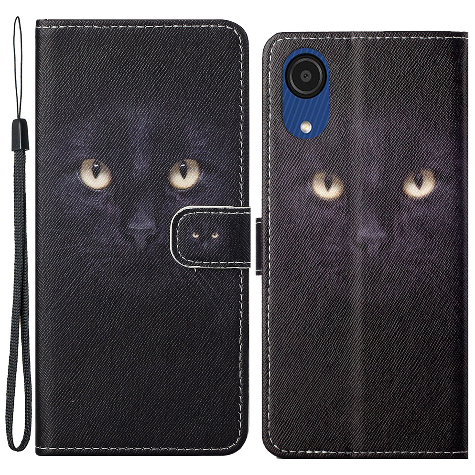

Book Stand Cross Texture PU Leather Cover Pattern Printing Wallet Style Flip Case with Strap for Samsung Galaxy A03 Core - Cat's Eye, Samsung Galaxy A03 Core