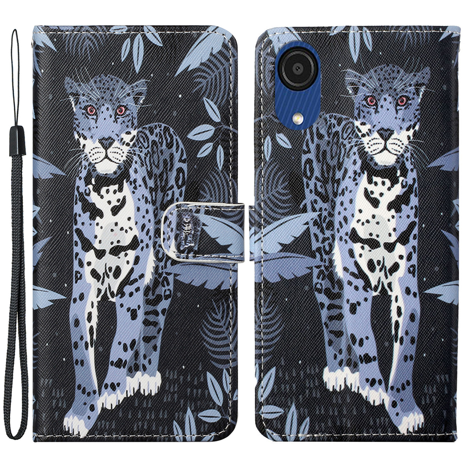 

Book Stand Cross Texture PU Leather Cover Pattern Printing Wallet Style Flip Case with Strap for Samsung Galaxy A03 Core - Leopard, Samsung Galaxy A03 Core