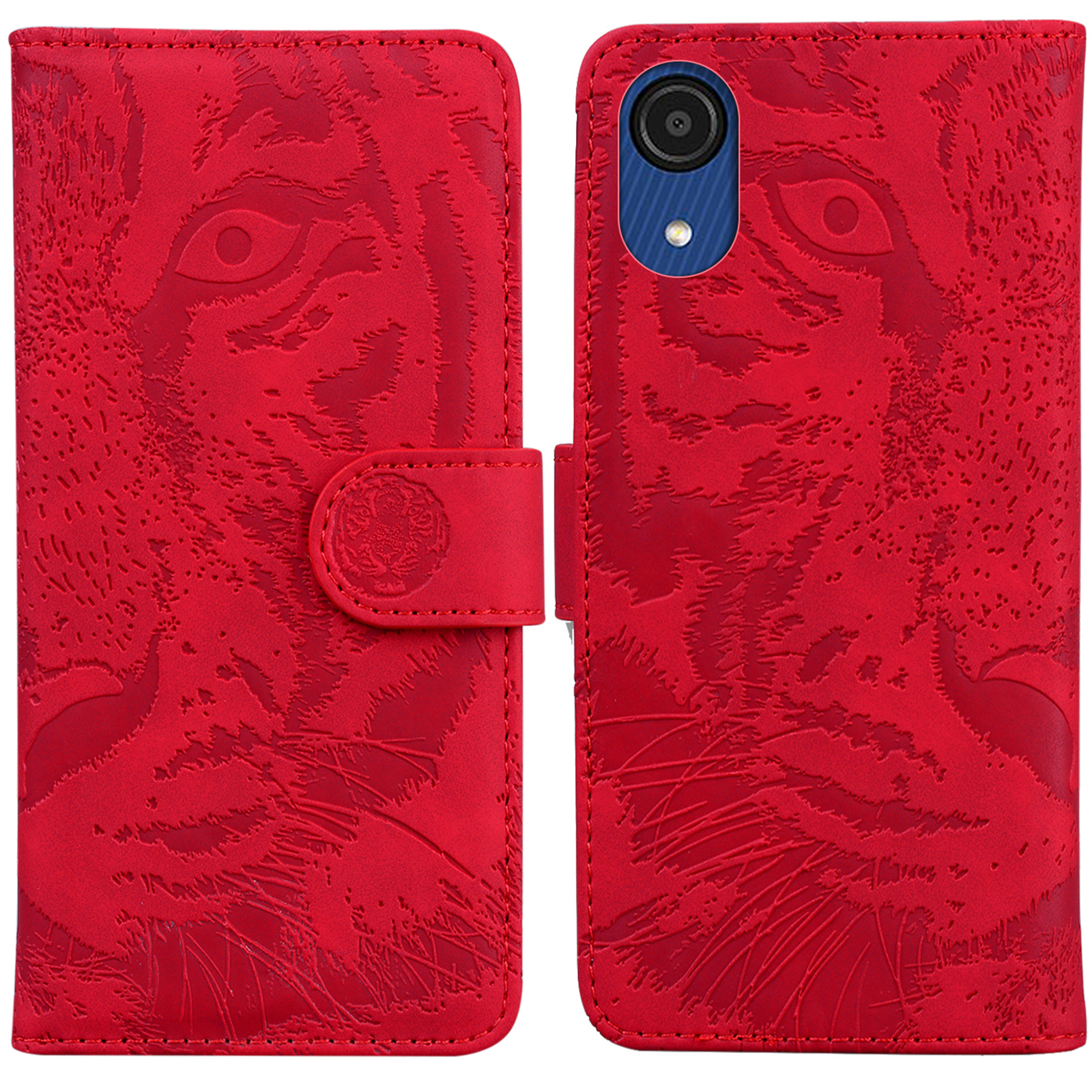 

For Samsung Galaxy A03 Core Smartphone Cover Shell Magnetic Closure Imprinting Tiger Pattern Flip Leather Case Protective Phone Cover Supporting Stand Wallet - Red, Samsung Galaxy A03 Core