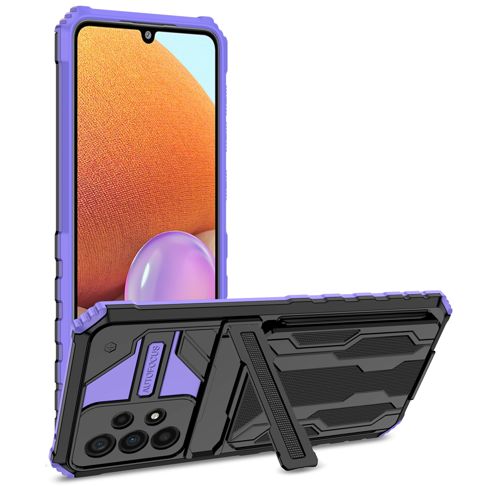 

Съемный Держатель Карты Hard PC + Soft TPU Защитный Телефонный Чехол Для Телефона Для Samsung Galaxy A33 5G - Пурпурный, Samsung Galaxy A33 5G