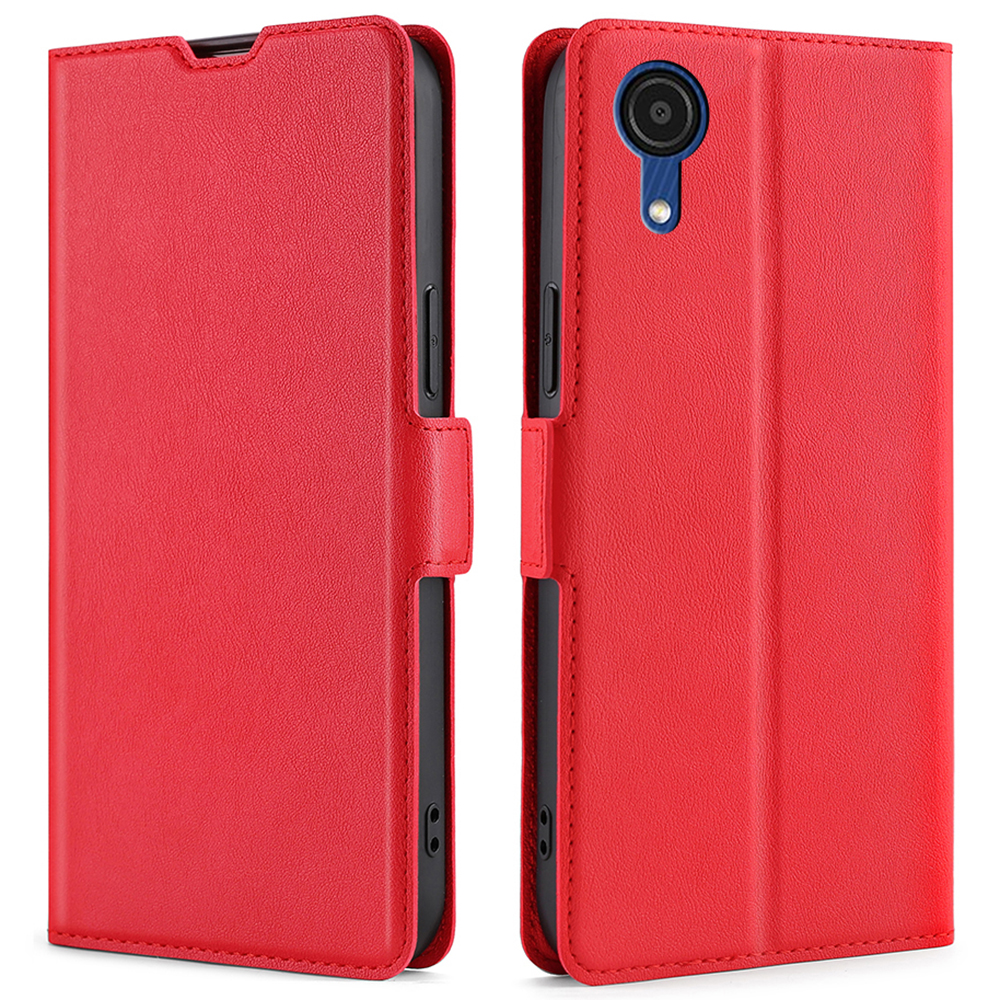 

Кожа Кожа Folio Flip Cover Stand Inner TPU Полный Защитный Чехол Для Телефона с Карточным Слотом Для Samsung Galaxy A03 Core - Красный, Samsung Galaxy A03 Core