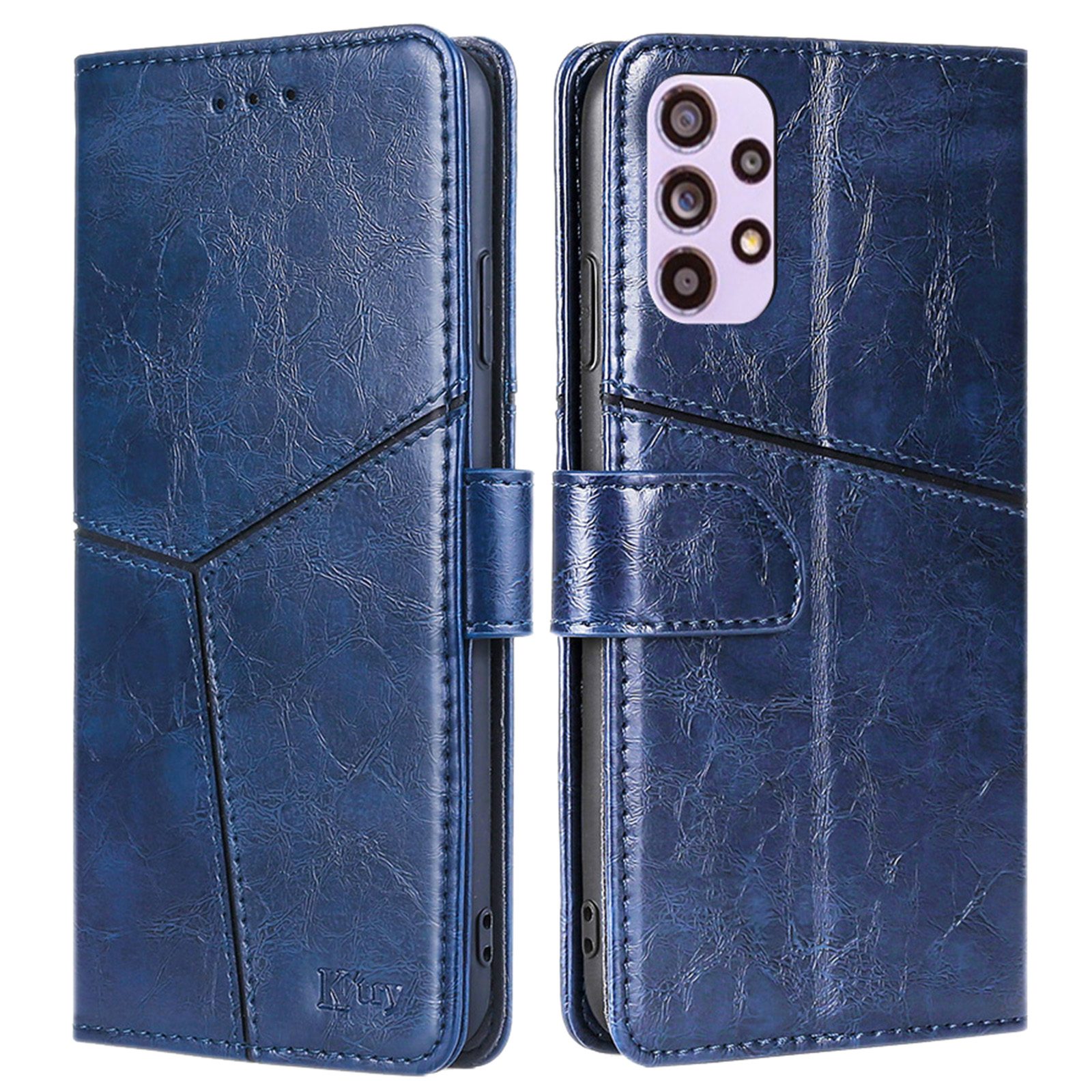 

Wallet Design Splicing Geometric Pattern PU Leather Case Stand Magnetic Closure Cover for Samsung Galaxy A33 5G - Blue, Samsung Galaxy A33 5G