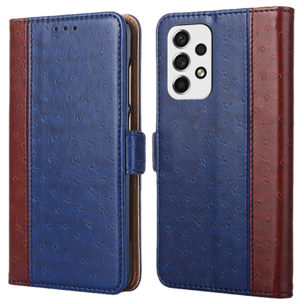

Ostrich Texture Splicing PU Leather Wallet Stand Magnetic Flip Protective Cover for Samsung Galaxy A53 5G - Blue, Samsung Galaxy A53 5G