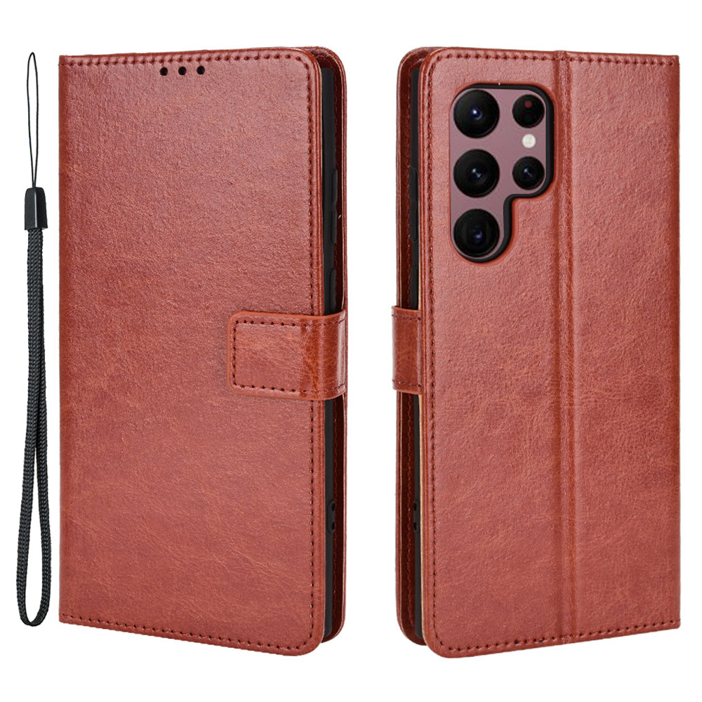 

Crazy Horse Texture Stand Wallet Impact Buffer PU Leather + TPU Case Phone Cover for Samsung Galaxy S22 Ultra 5G - Brown, Galaxy S22 Ultra 5G