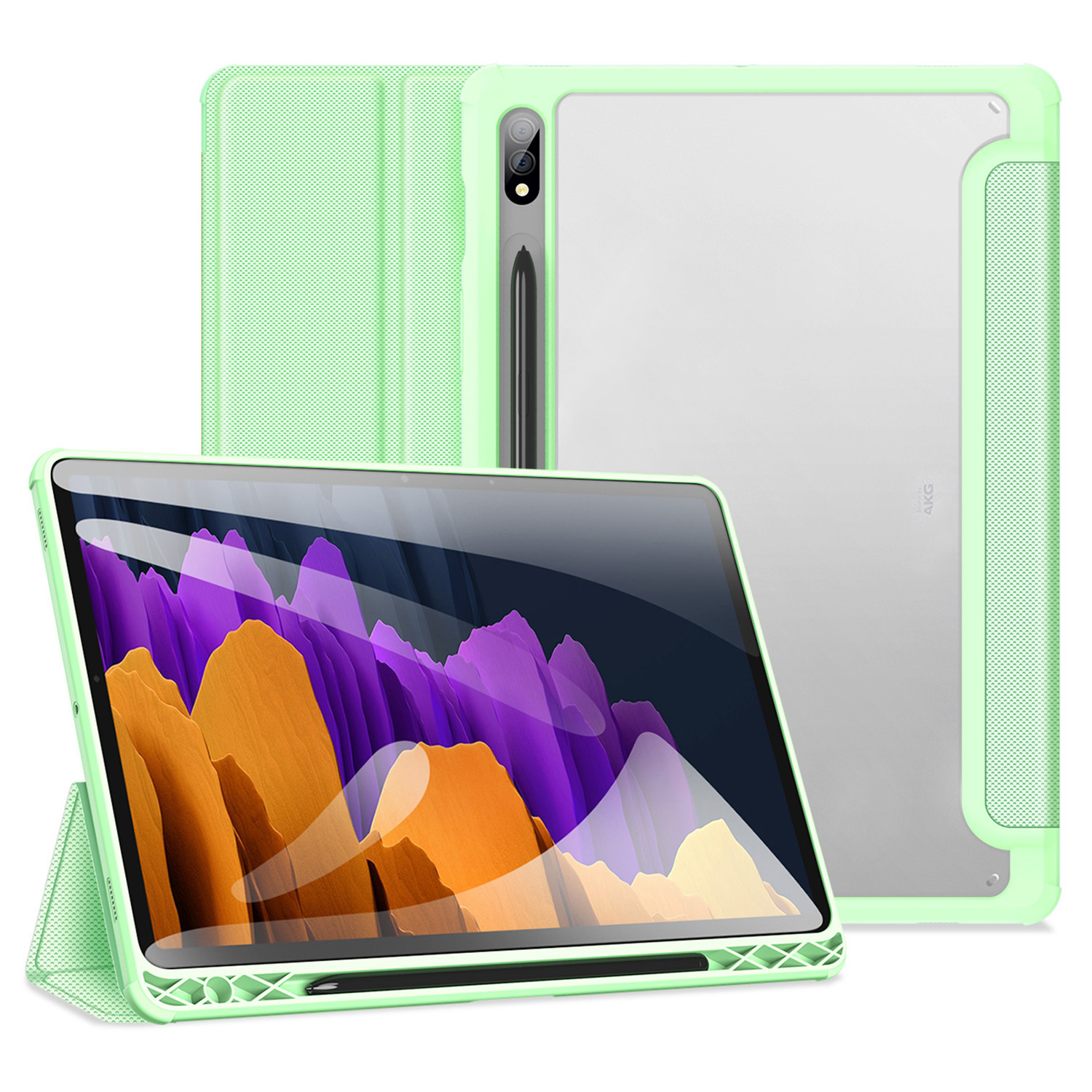 

DUX DUCIS TOBY Series Tri-fold Stand PU Leather Tablet Case for Samsung Galaxy Tab S7/S8 - Light Green, Galaxy Tab S7