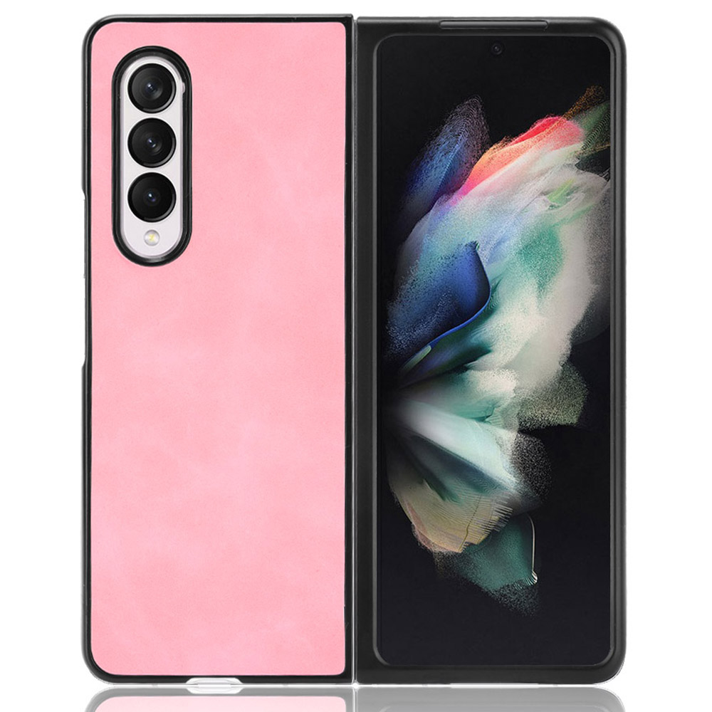 

For Samsung Galaxy Z Fold3 5G Skin-touch Feeling Textured PU Leather Coated PC Phone Case Cover - Pink, Galaxy Z Fold3 5G