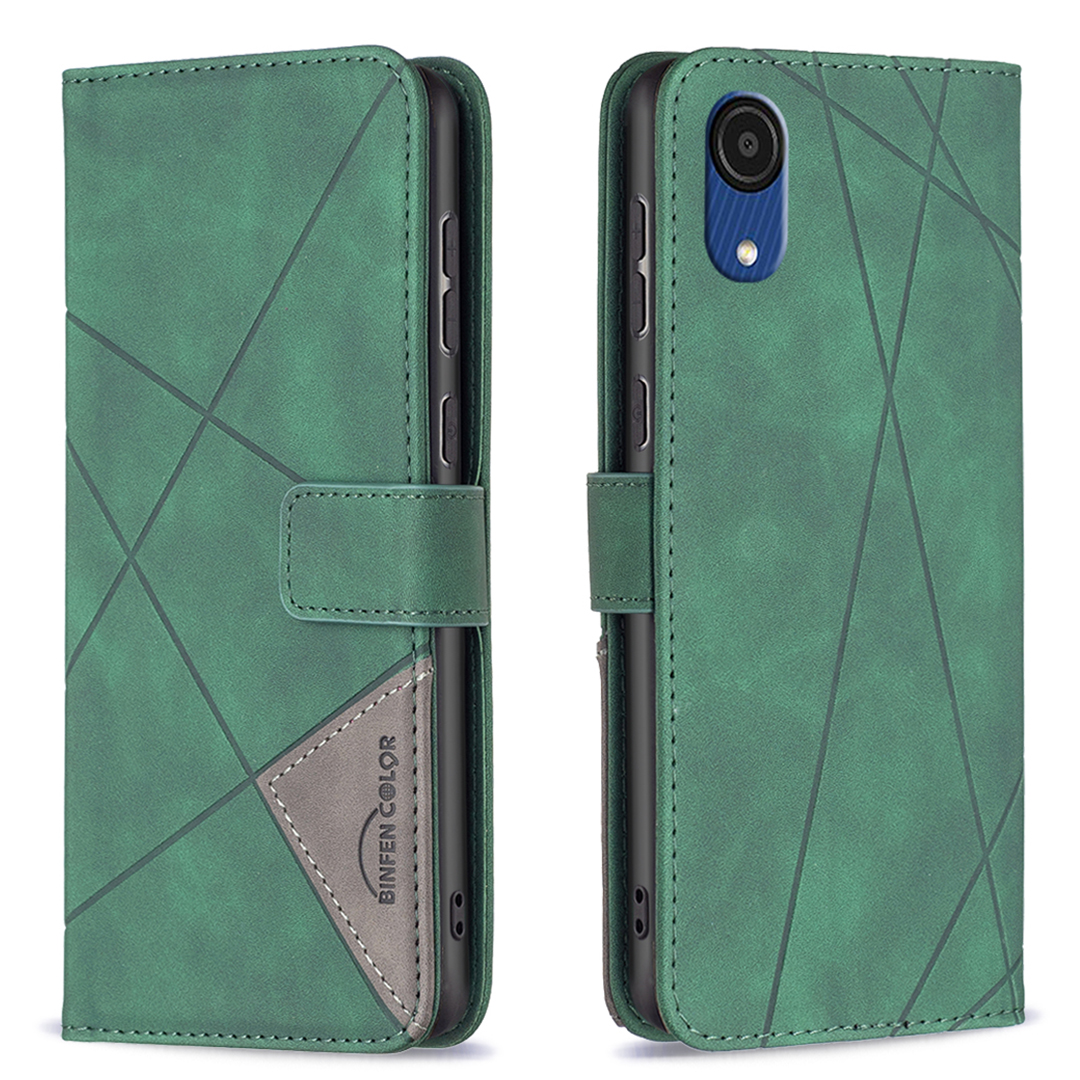 

Binfen Color BF05 Для Samsung Galaxy A03 Core Geometric Imprinted Flip Flip Кожи Кожи Кошелька с Горизонтальной Подставкой - Зеленый, Samsung Galaxy A03 Core