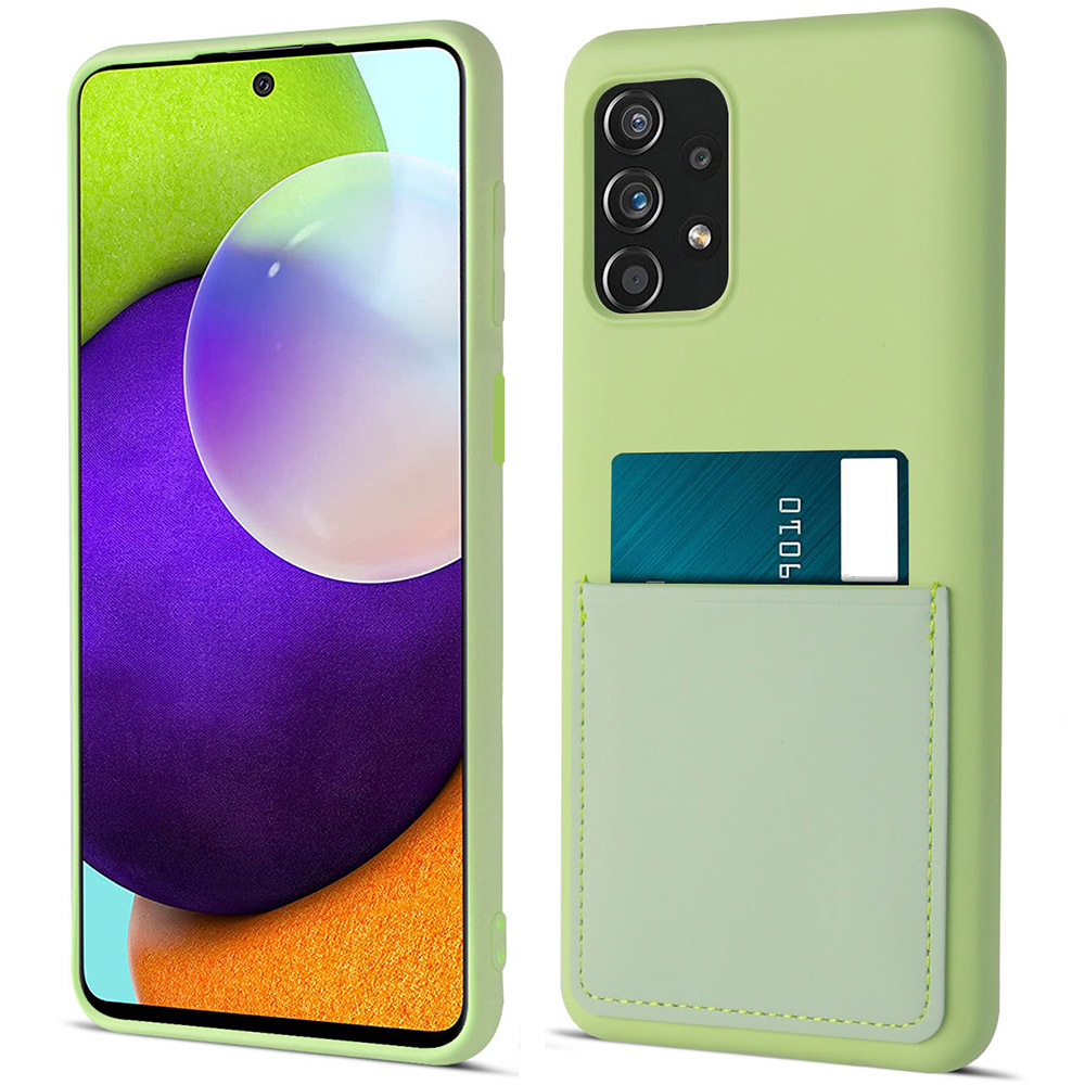 

Для Samsung Galaxy A52 4g/5g/a52s 5G Card Slot Cope Cope Cope Shockper -защита от Жидкого Силикона - Матча Грин, Galaxy A52 4G