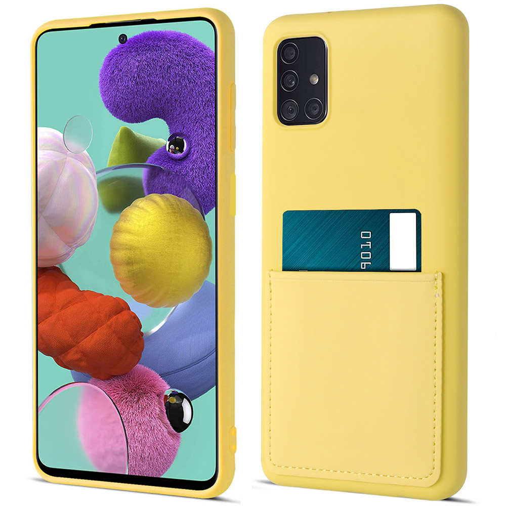 

Для Samsung Galaxy A51 5G SM-A516 Держатель Жидкой Силиконовой Карты Защитная Крышка Anti-drop Phone Cash - Желтый, Galaxy A51 5G