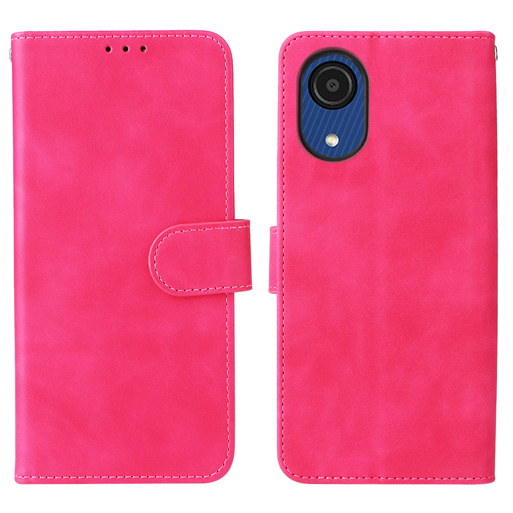 

For Samsung Galaxy A03 Core Skin-touch Feeling Anti-drop PU Leather Stand Wallet Case Soft TPU Phone Cover - Rose, Samsung Galaxy A03 Core