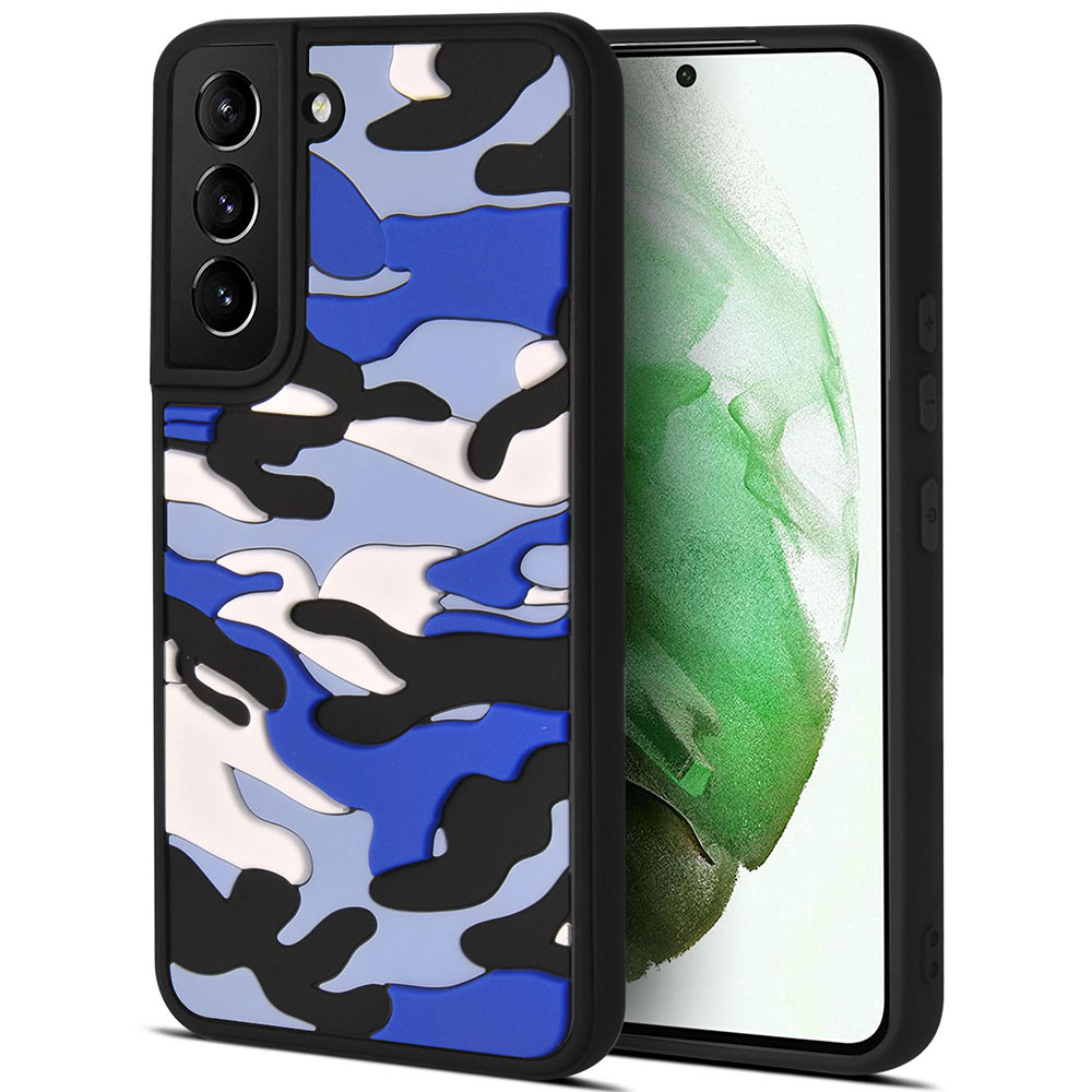 

For Samsung Galaxy S22+ 5G Rugged Camouflage Pattern Drop-resistant Mobile Phone Cover Case - Blue, Galaxy S22+ 5G